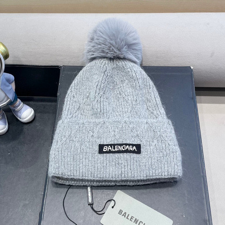 Balenciaga Knitted Hat with Pom-Pom 436967