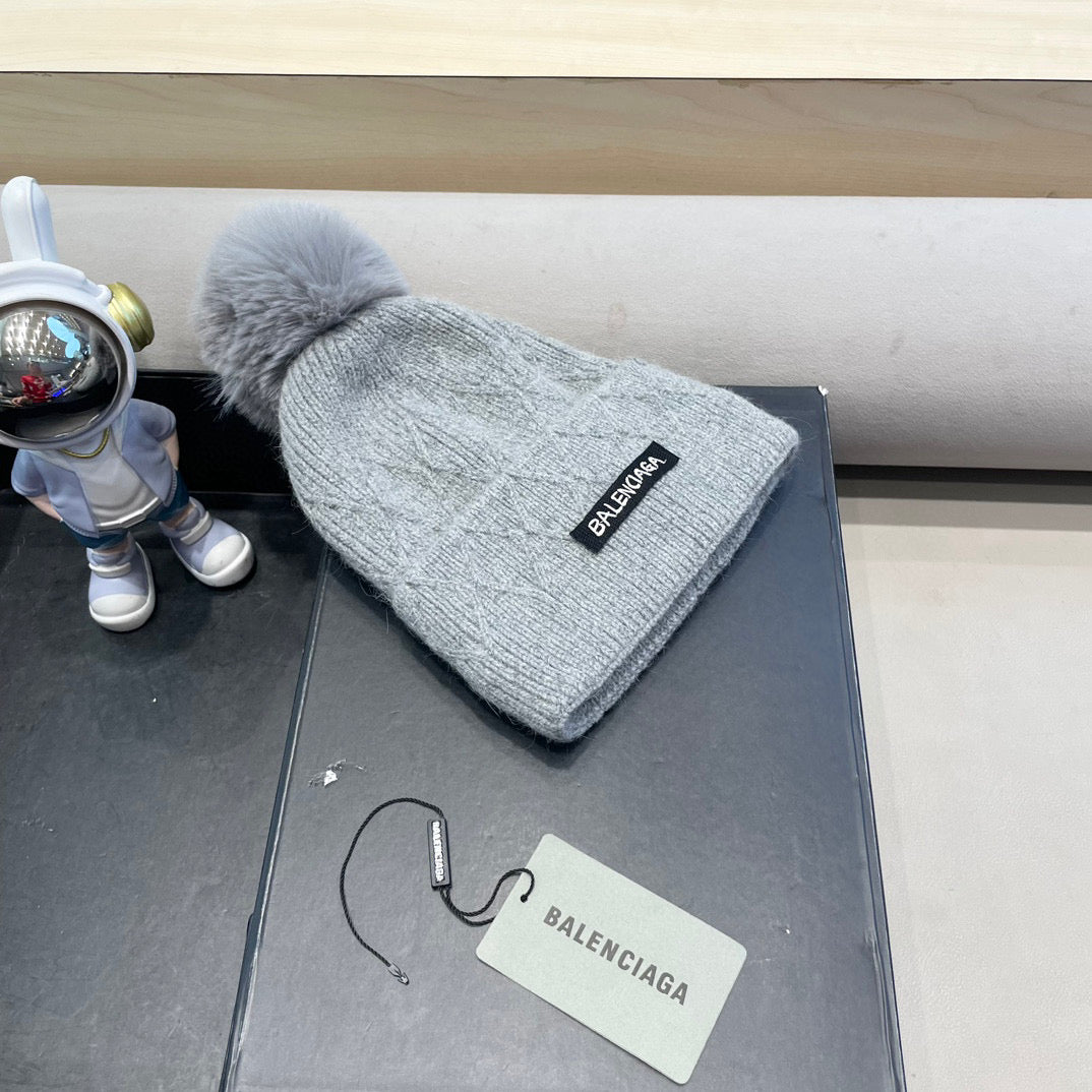 Balenciaga Knitted Hat with Pom-Pom 436967
