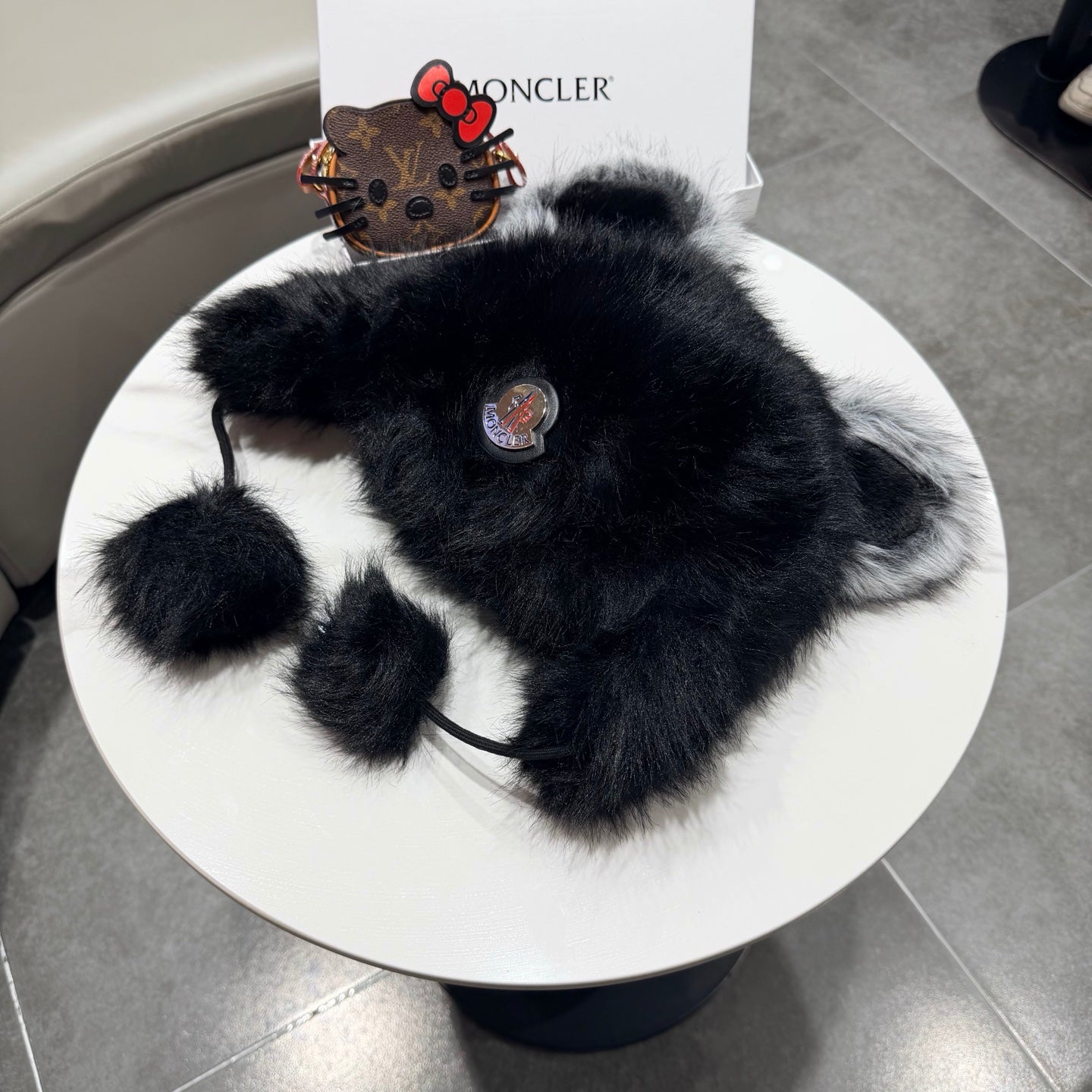 Moncler Cute Bear Ear Faux Fur Plush Hat 435201
