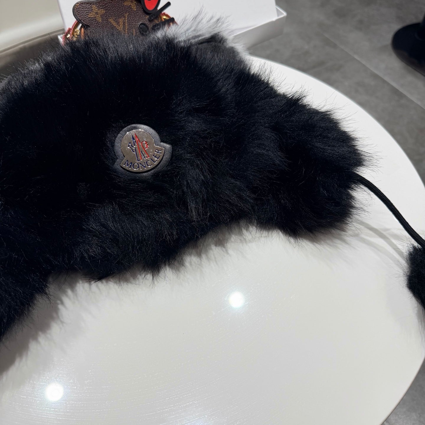 Moncler Cute Bear Ear Faux Fur Plush Hat 435201