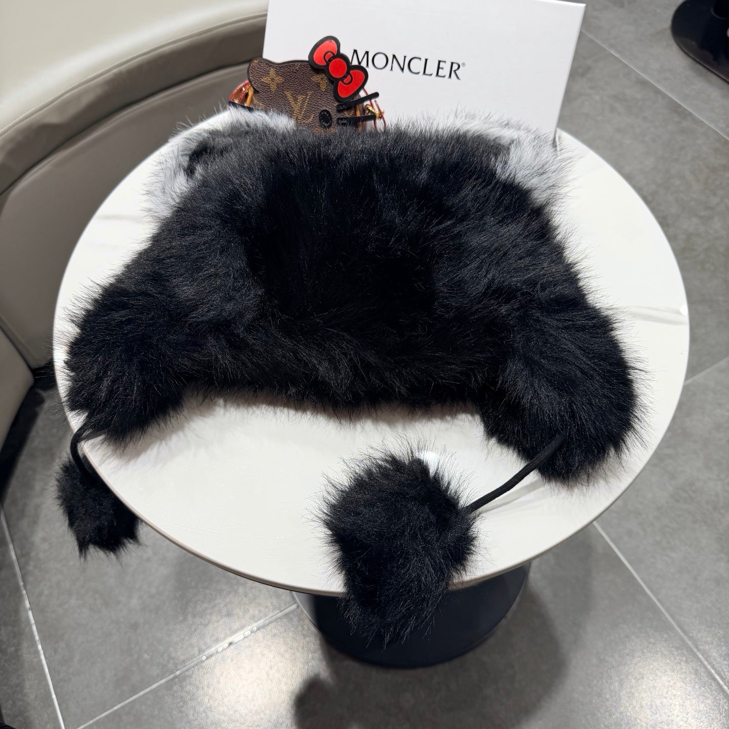 Moncler Cute Bear Ear Faux Fur Plush Hat 435201