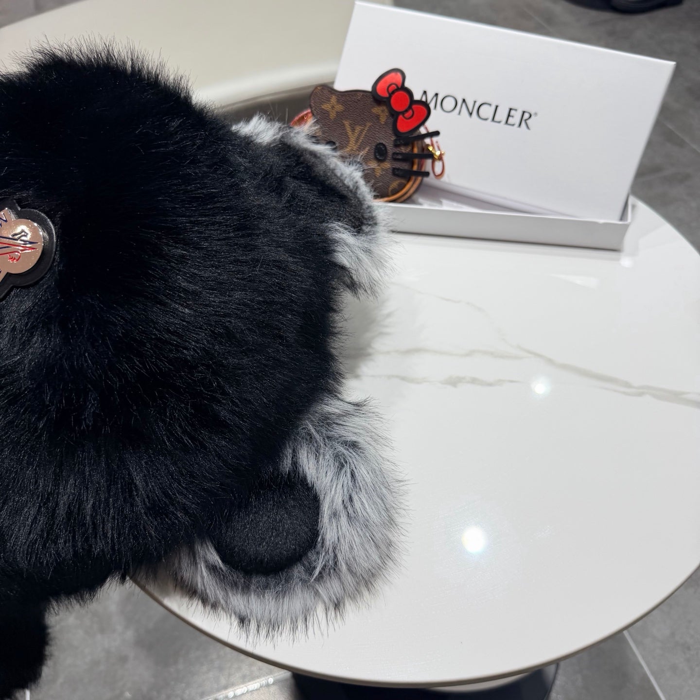 Moncler Cute Bear Ear Faux Fur Plush Hat 435201