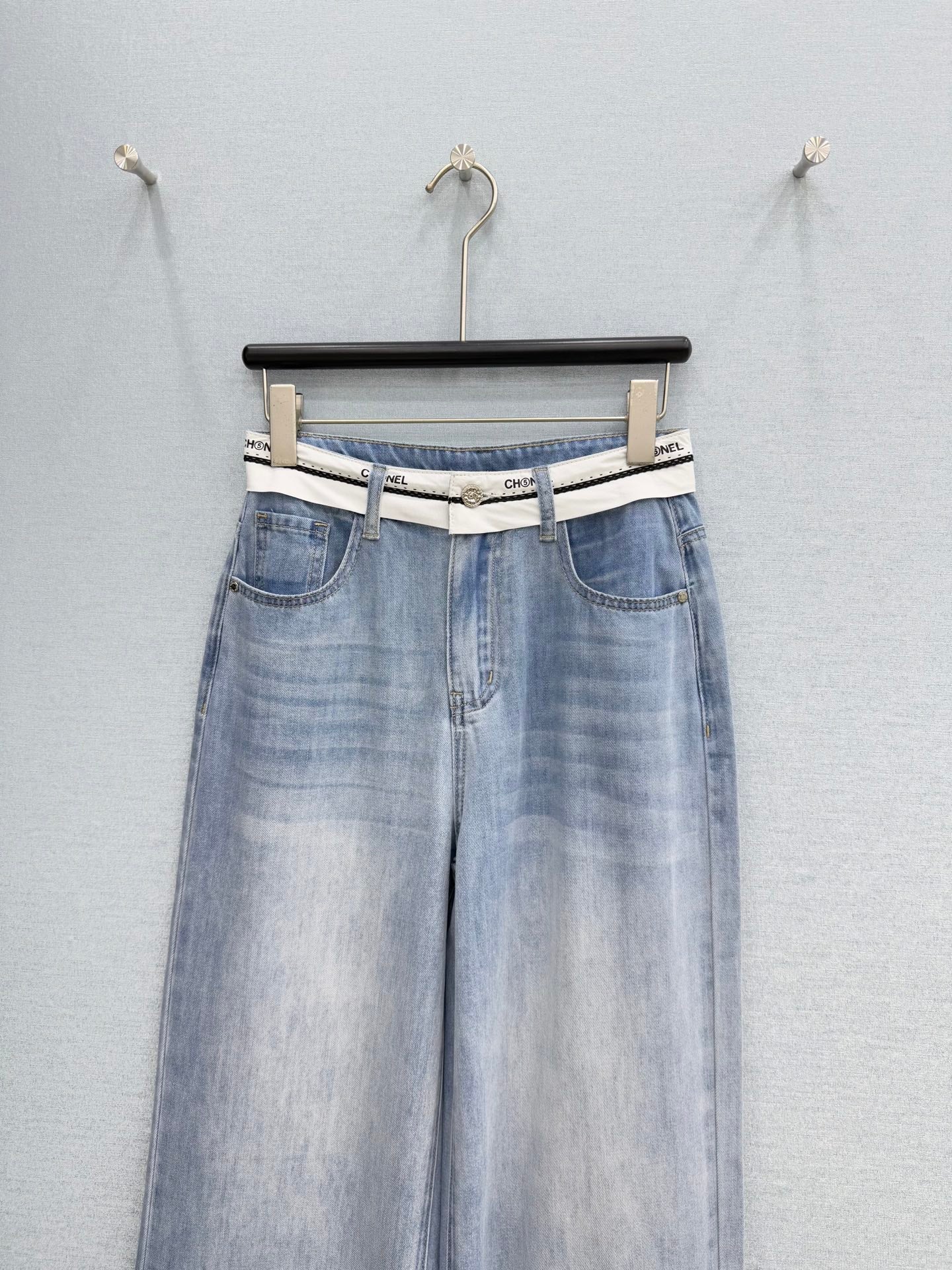 Chanel 2026 High-waist With Patterned Belt Jeans Blue Cotton 271519