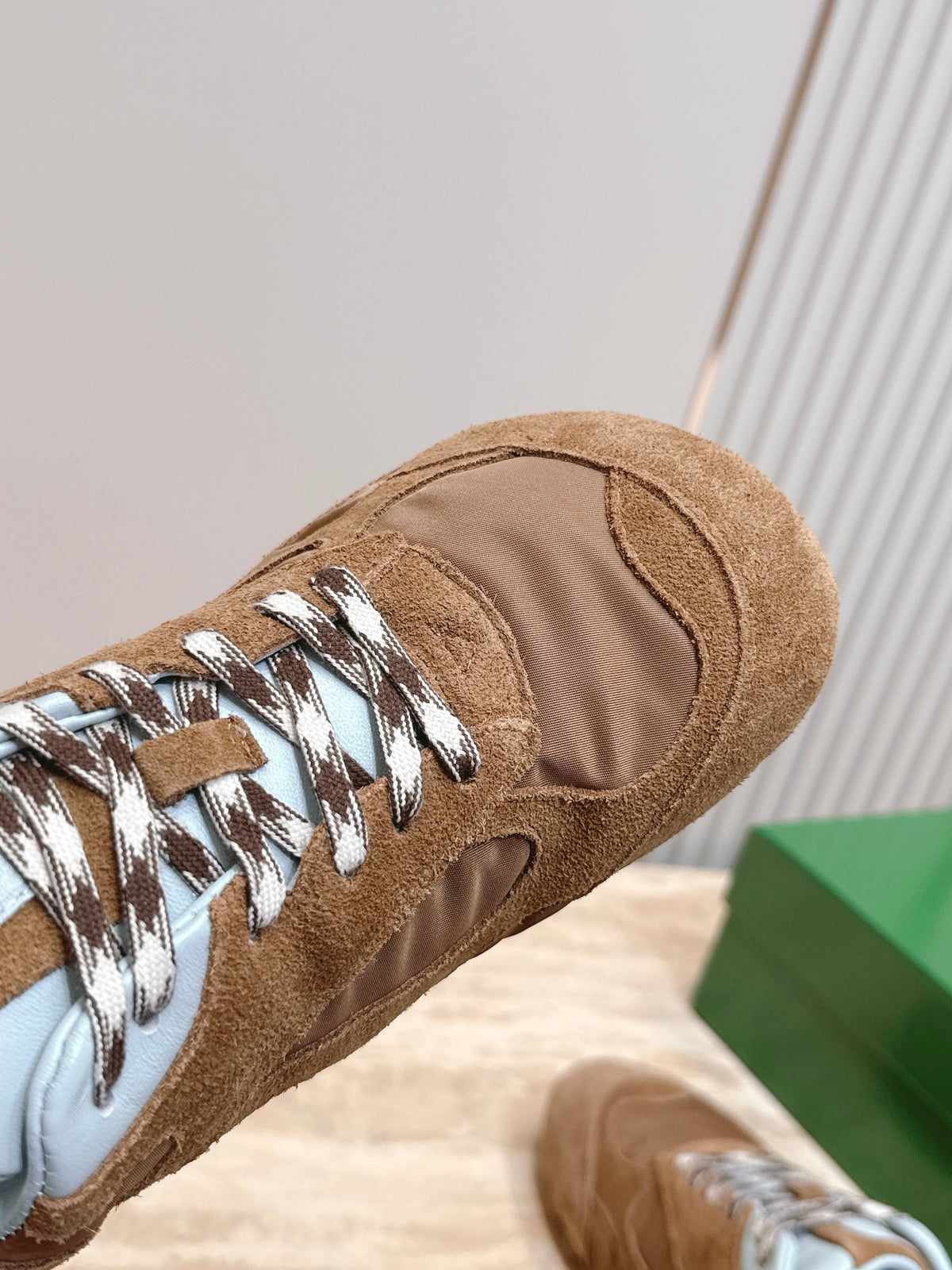 Bottega Veneta 2026 Orbit Flash Suede-Trimmed Sneakers Brown Suede