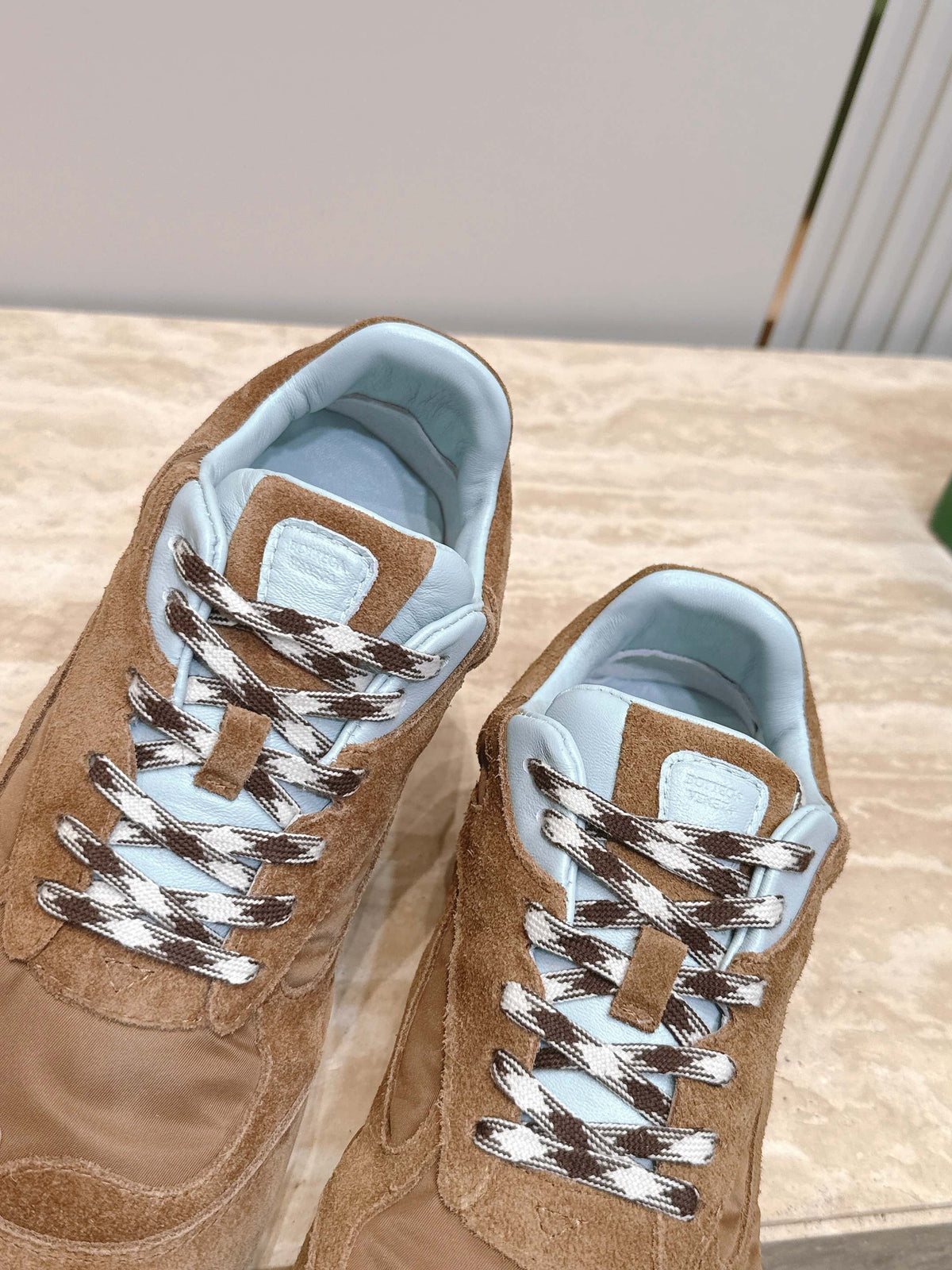 Bottega Veneta 2026 Orbit Flash Suede-Trimmed Sneakers Brown Suede
