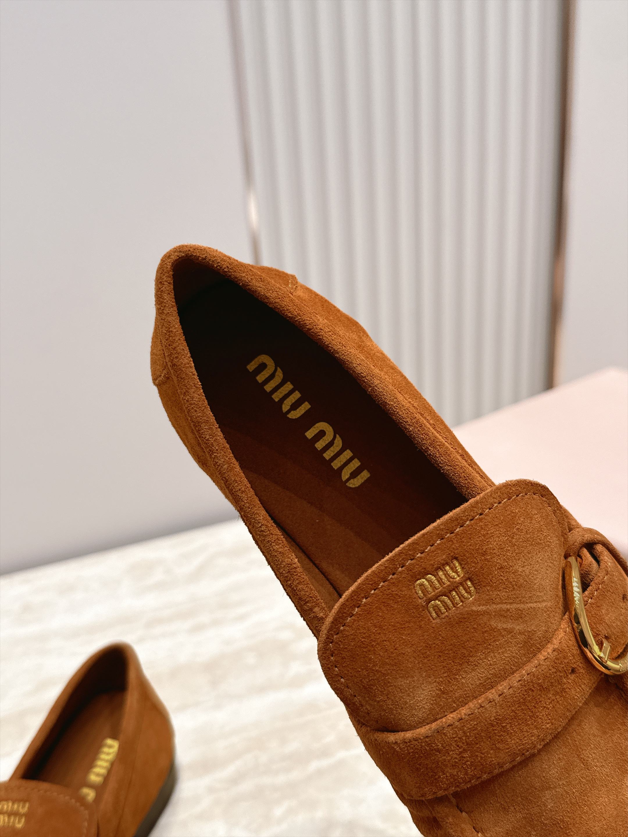 Miumiu 2026 Buckle Loafers Suede Calfskin 954313