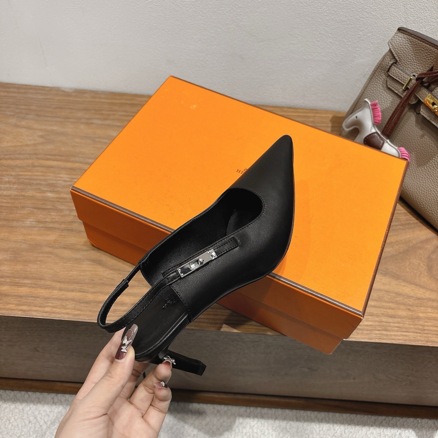 Hermes 2026 Lover 80 Slingback Pump Black Nappa Leather 526197