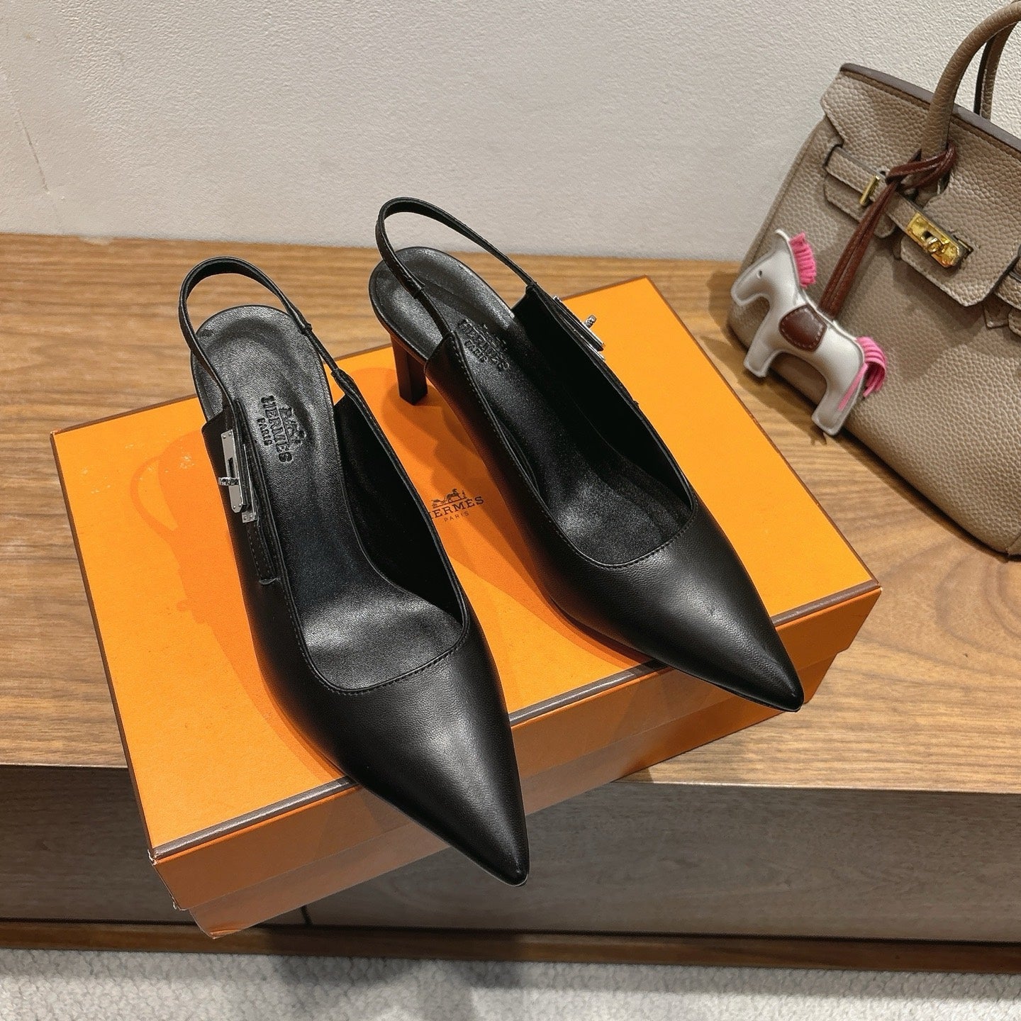 Hermes 2026 Lover 80 Slingback Pump Black Nappa Leather 526197