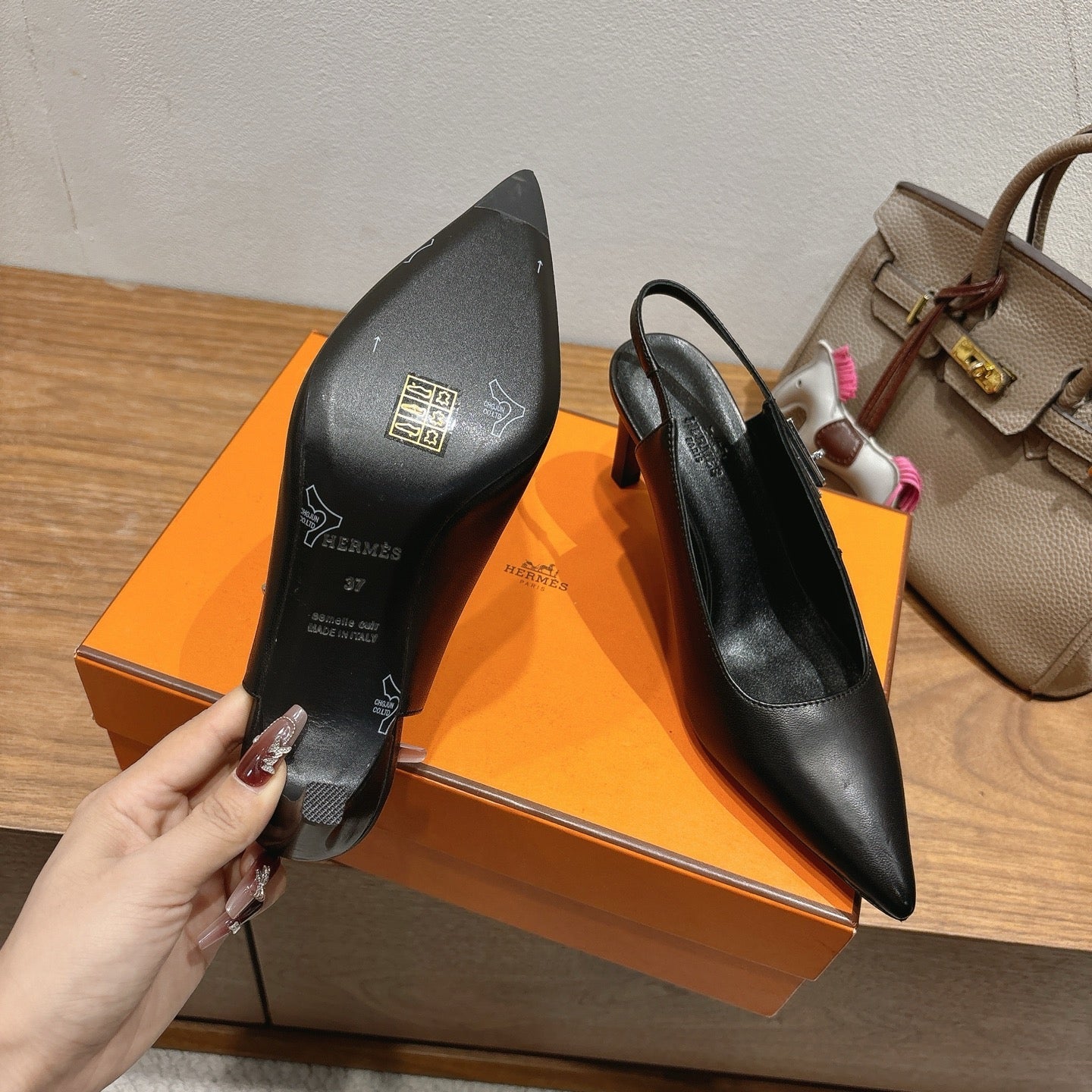 Hermes 2026 Lover 80 Slingback Pump Black Nappa Leather 526197