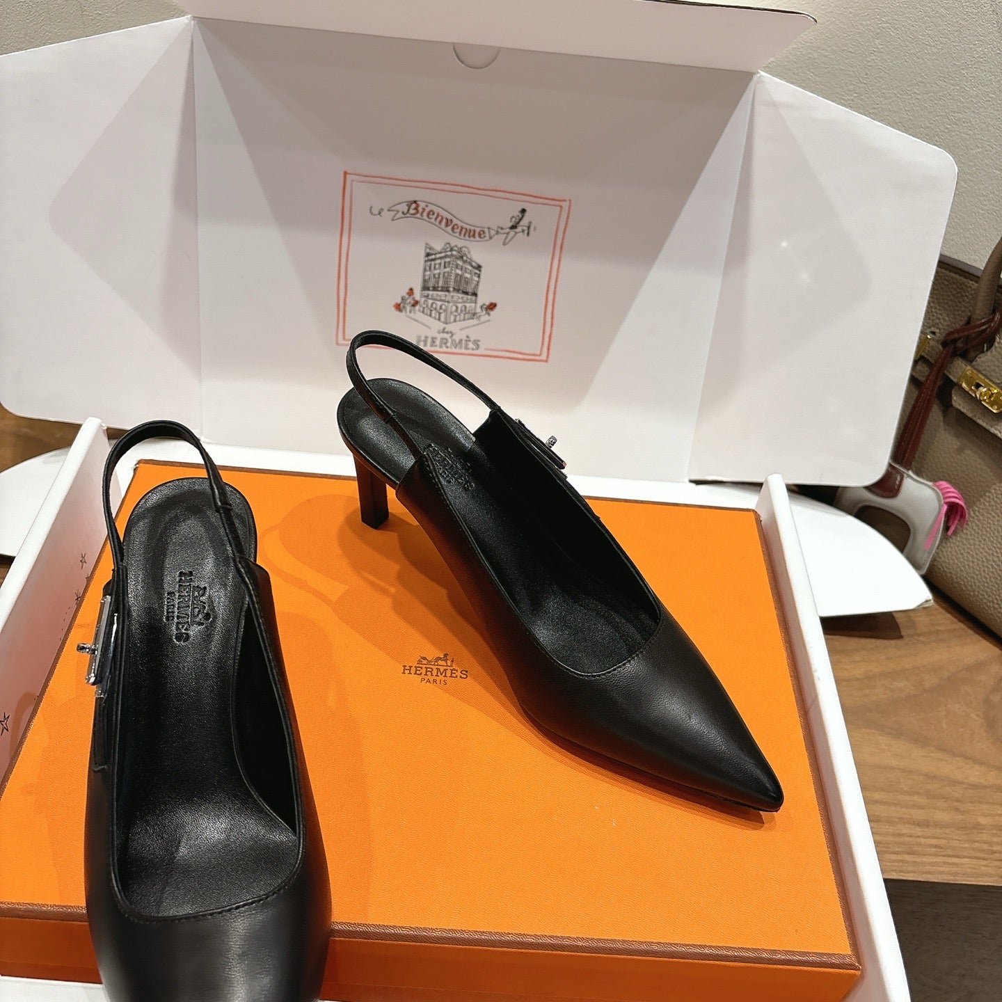 Hermes 2026 Lover 80 Slingback Pump Black Nappa Leather 526197