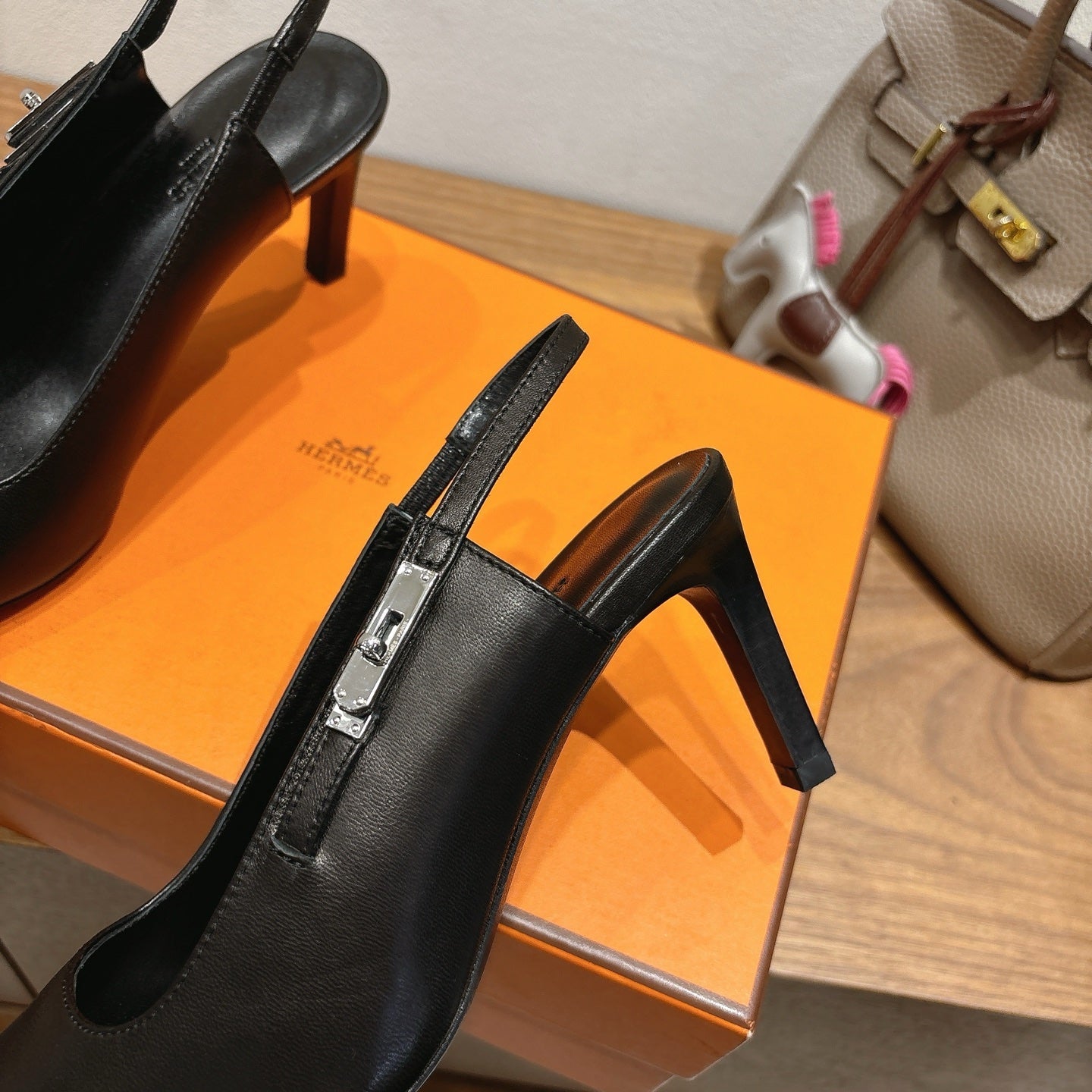 Hermes 2026 Lover 80 Slingback Pump Black Nappa Leather 526197