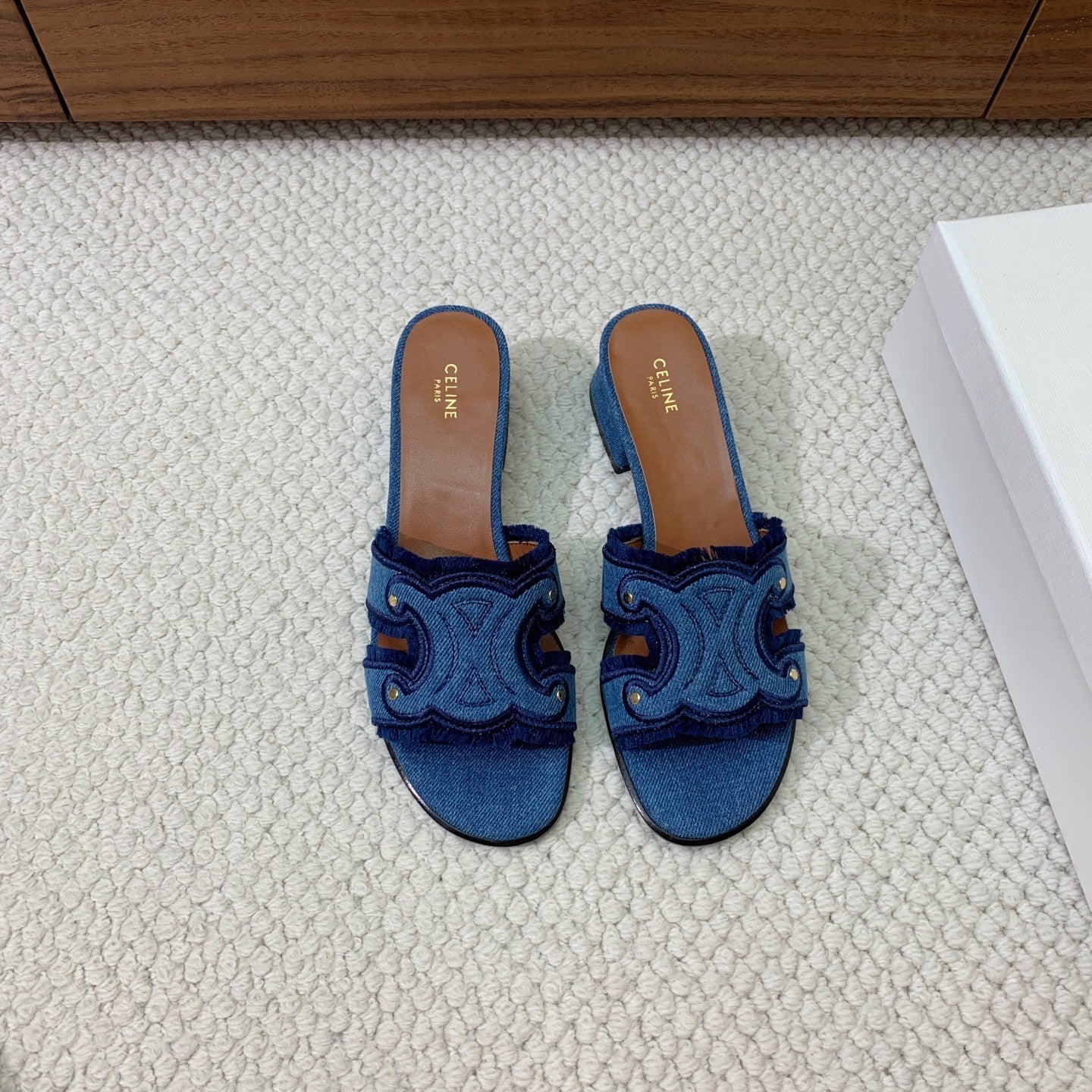 Celine 2026 Triomphe Marina Sandals Blue Denim 995223