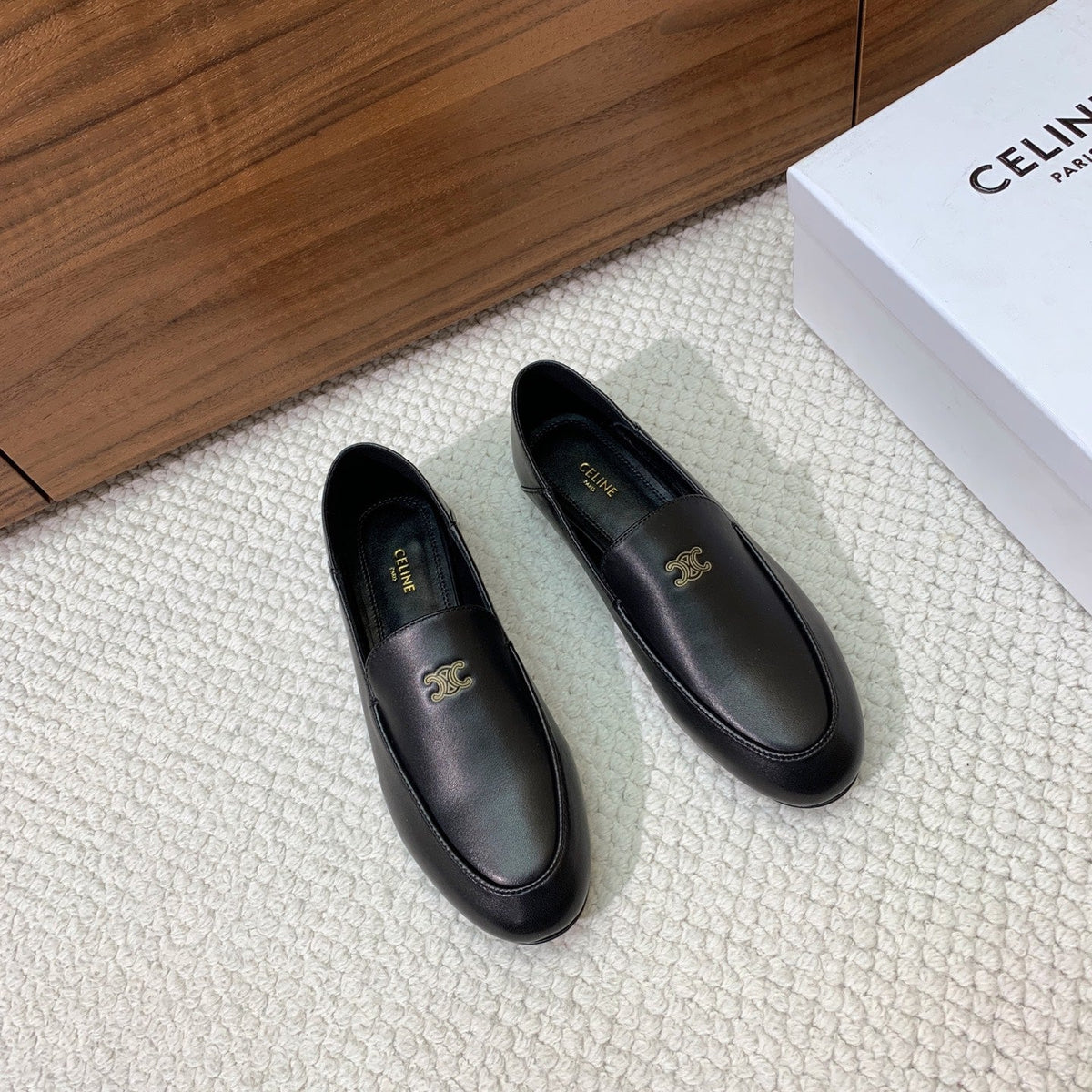 Celine 2026 Aura Loafers Black Cowhide 995216