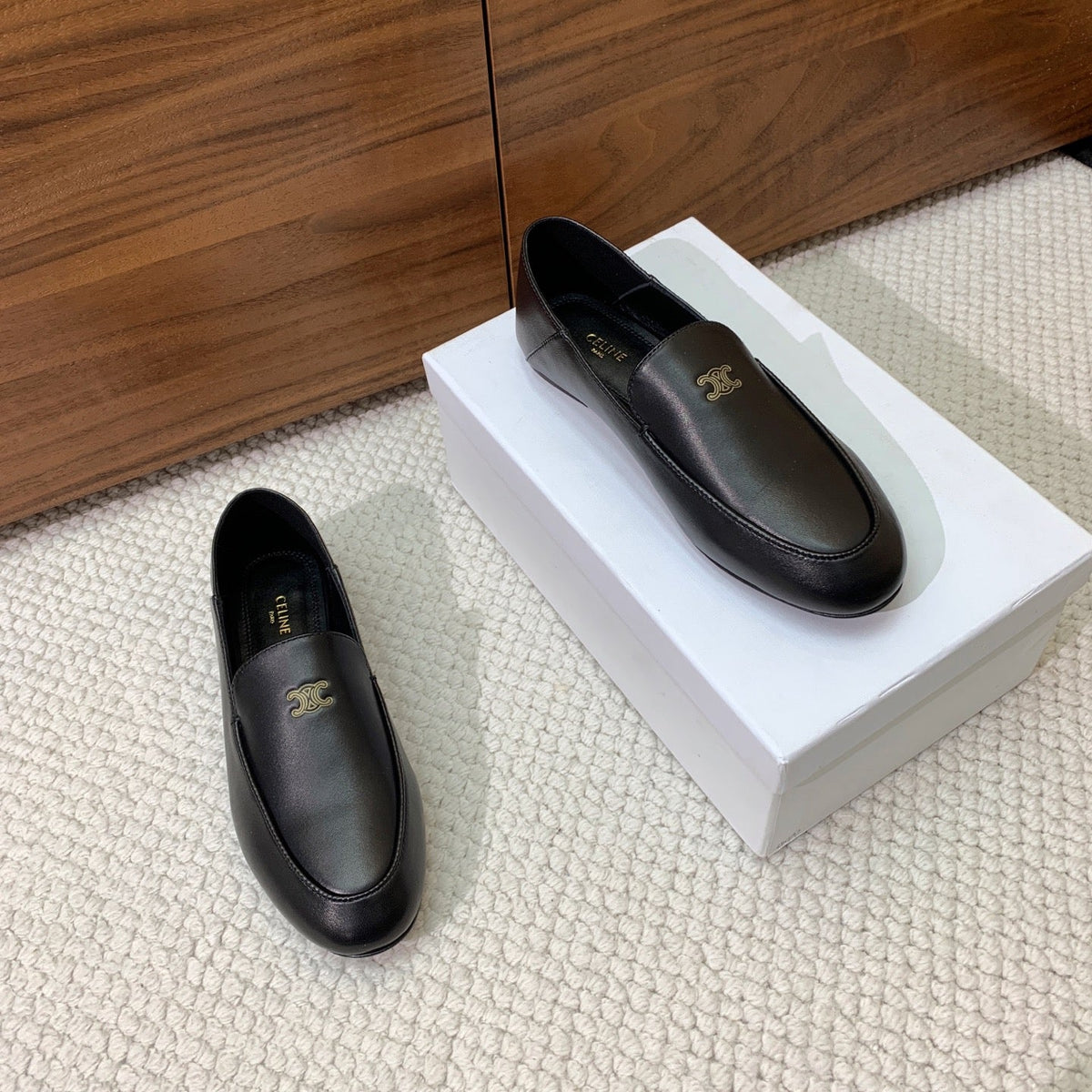 Celine 2026 Aura Loafers Black Cowhide 995216