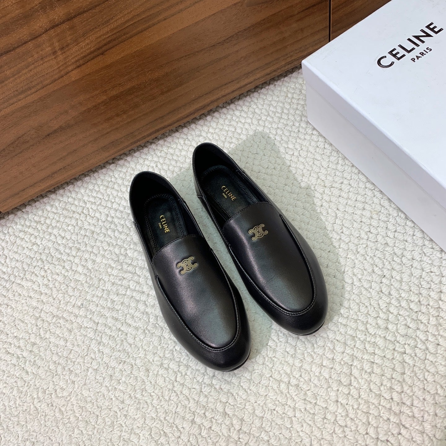 Celine 2026 Aura Loafers Black Cowhide 995216