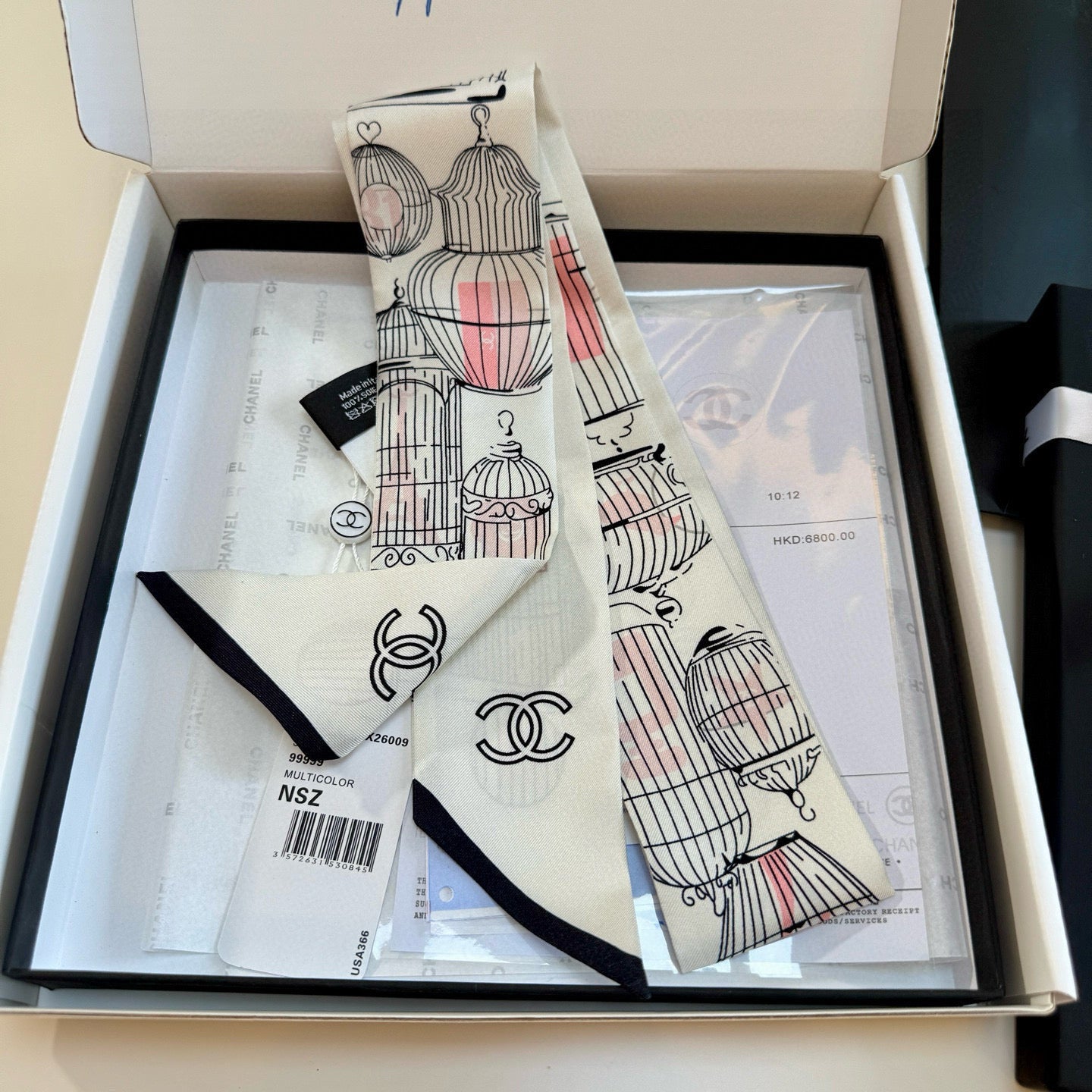 CC  Twilly Mini Scarf 120cm White Mulberry Silk 929777