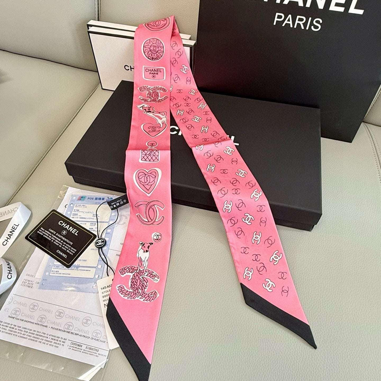 CC  Twilly Mini Scarf 120cm Pink Mulberry Silk 935248