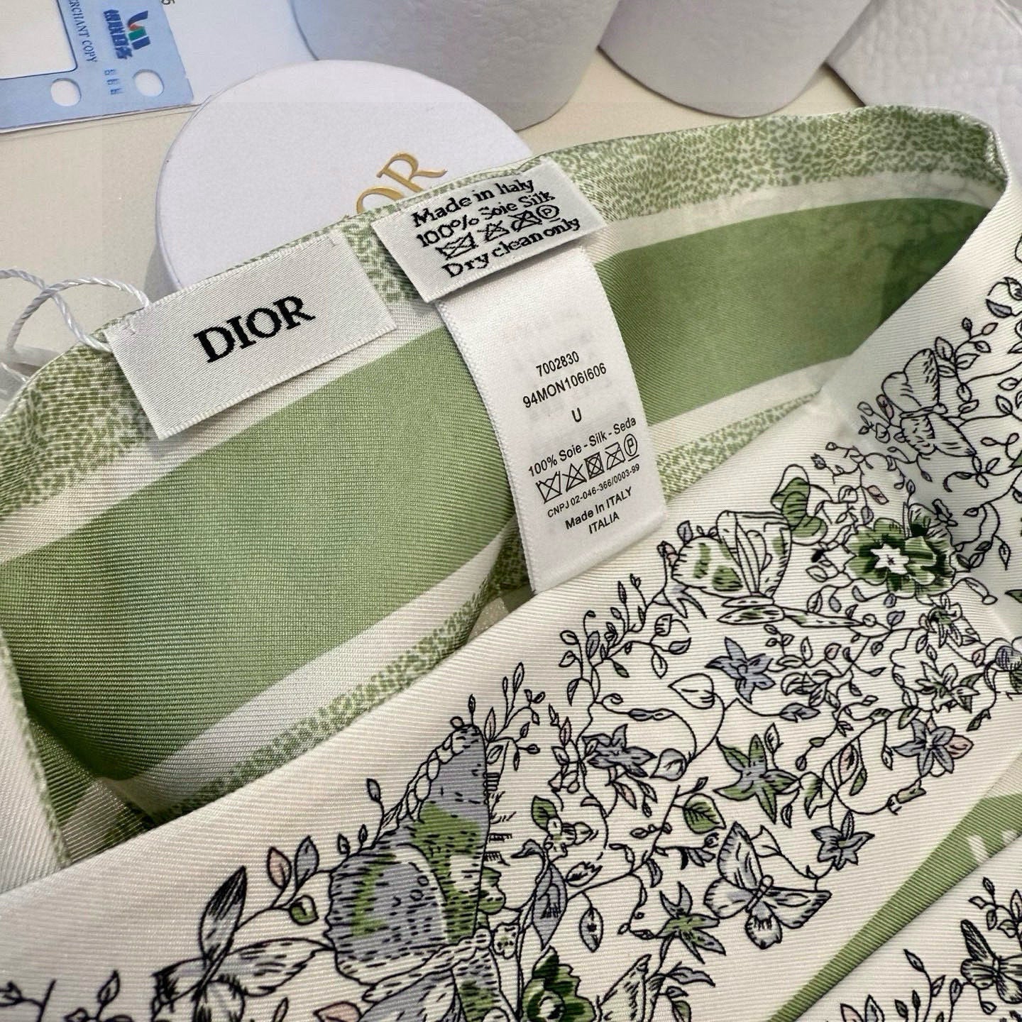 CD Twilly Mini Scarf 105cm Green Mulberry Silk 941923