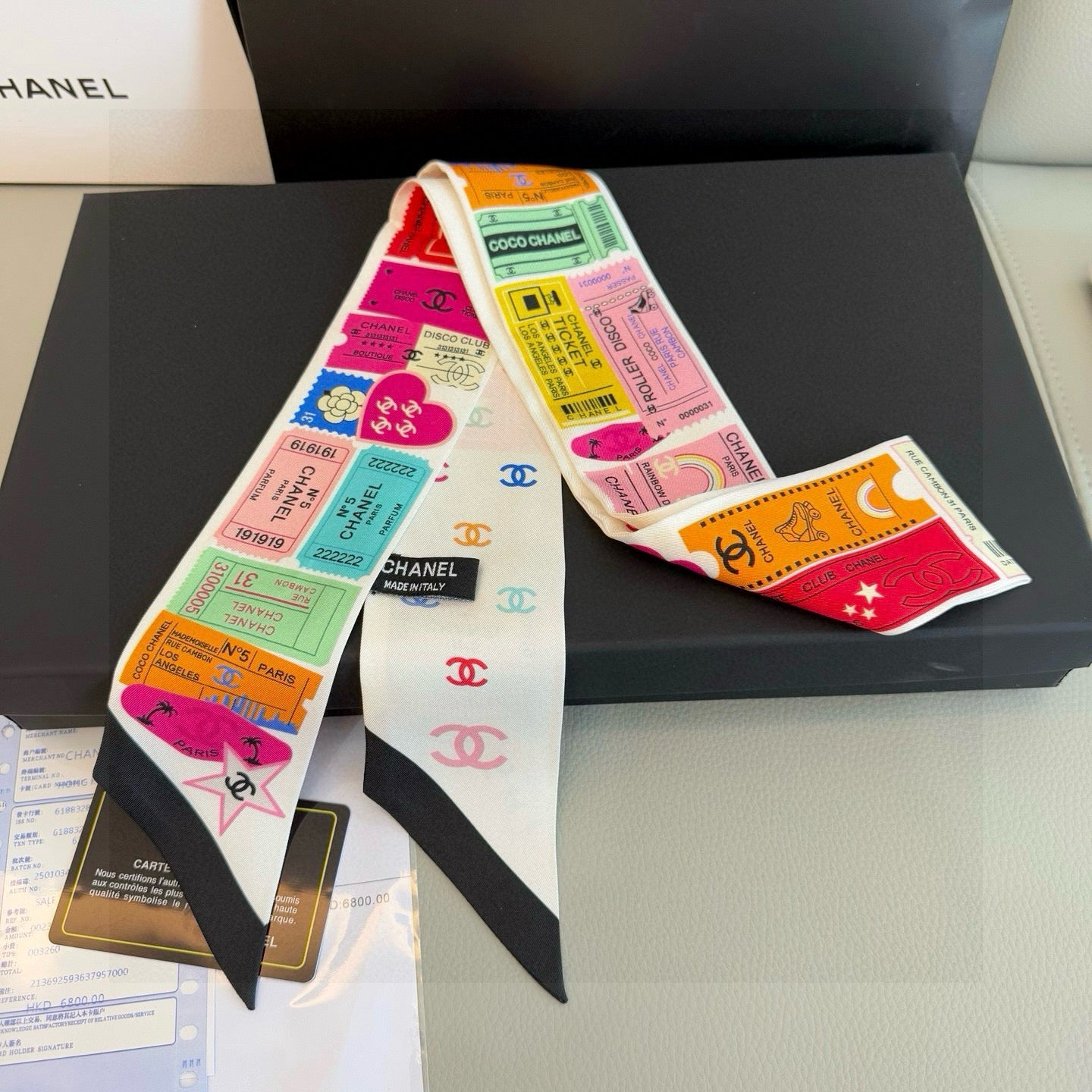 CC  Twilly Mini Star 120cm White Multicolor Mulberry Silk 941931