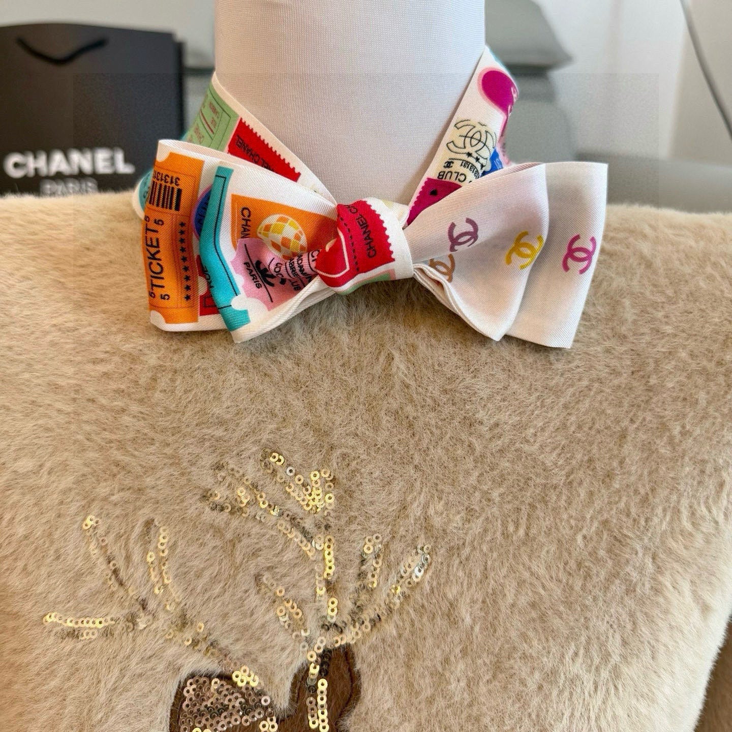 CC  Twilly Mini Star 120cm White Multicolor Mulberry Silk 941931