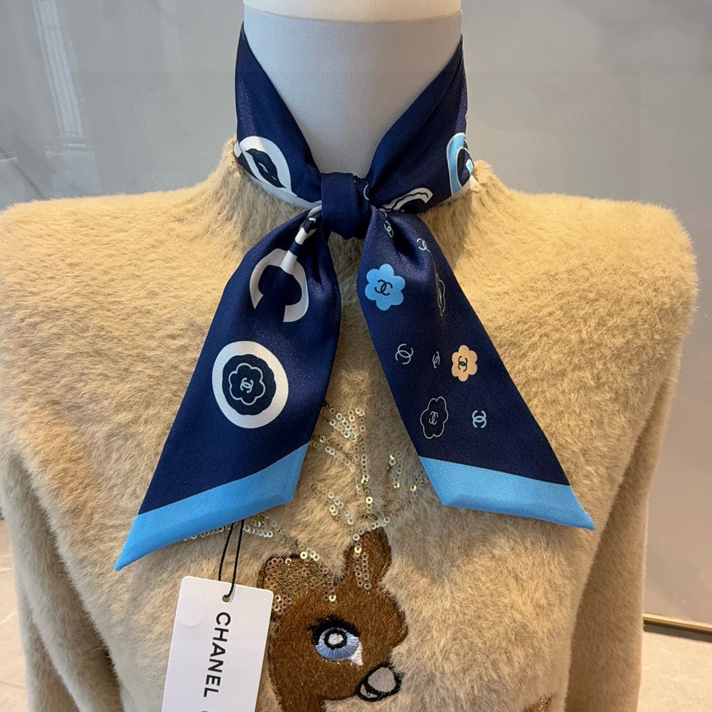 CC  Twilly Mini Scarf 120cm Dark Blue Mulberry Silk 949094