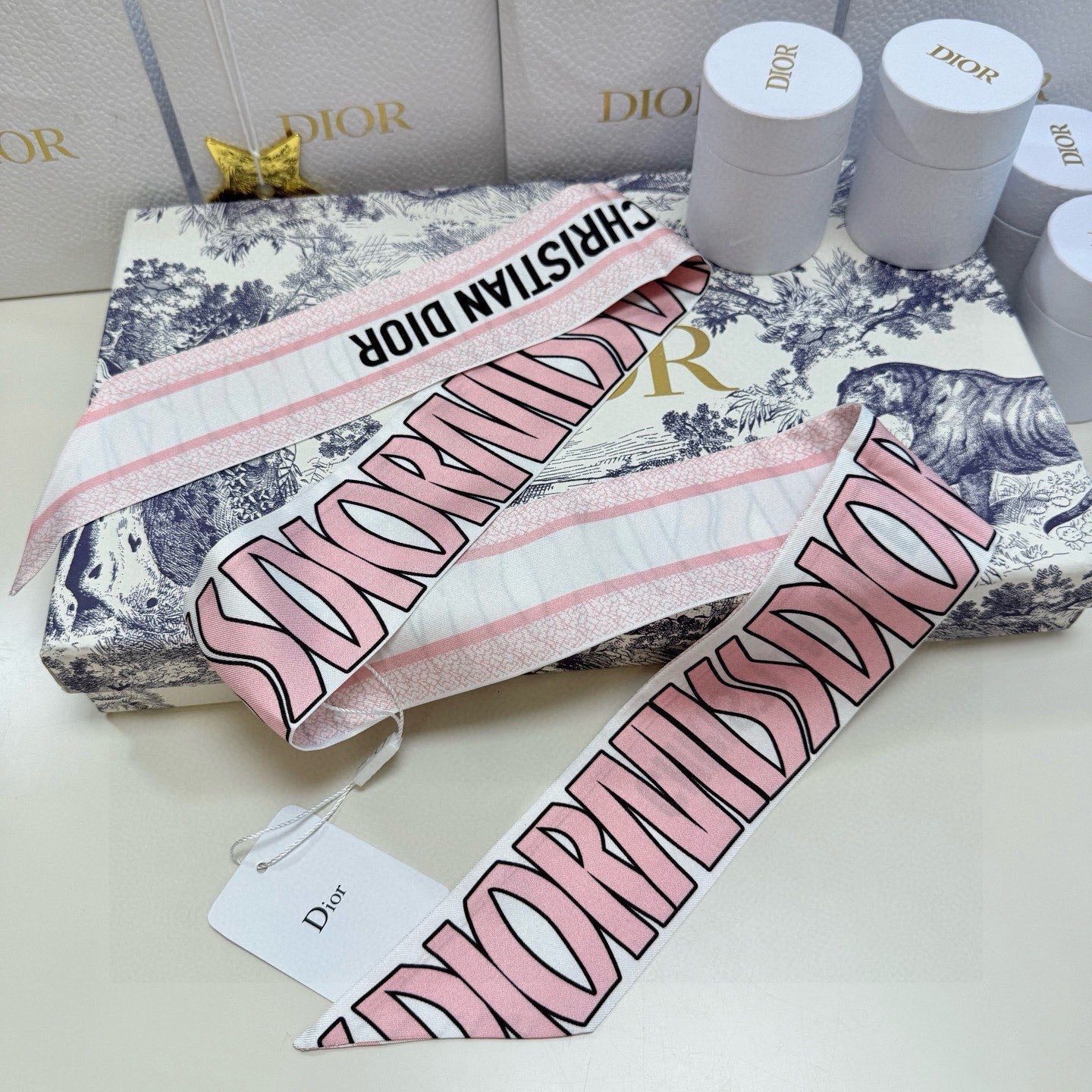 CD Twilly Mini Scarf 105cm Light Pink Mulberry Silk 957053