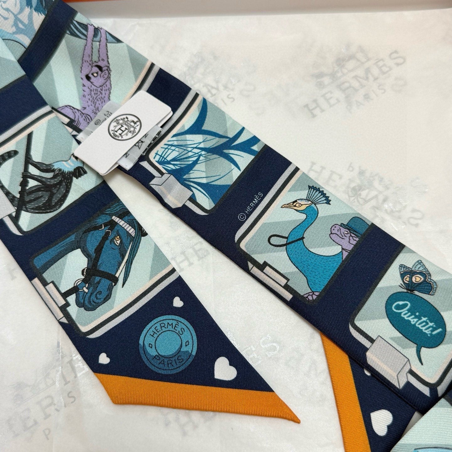 HM Twilly Mini Scarf 86CM Navy Blue Mulberry Silk 957157