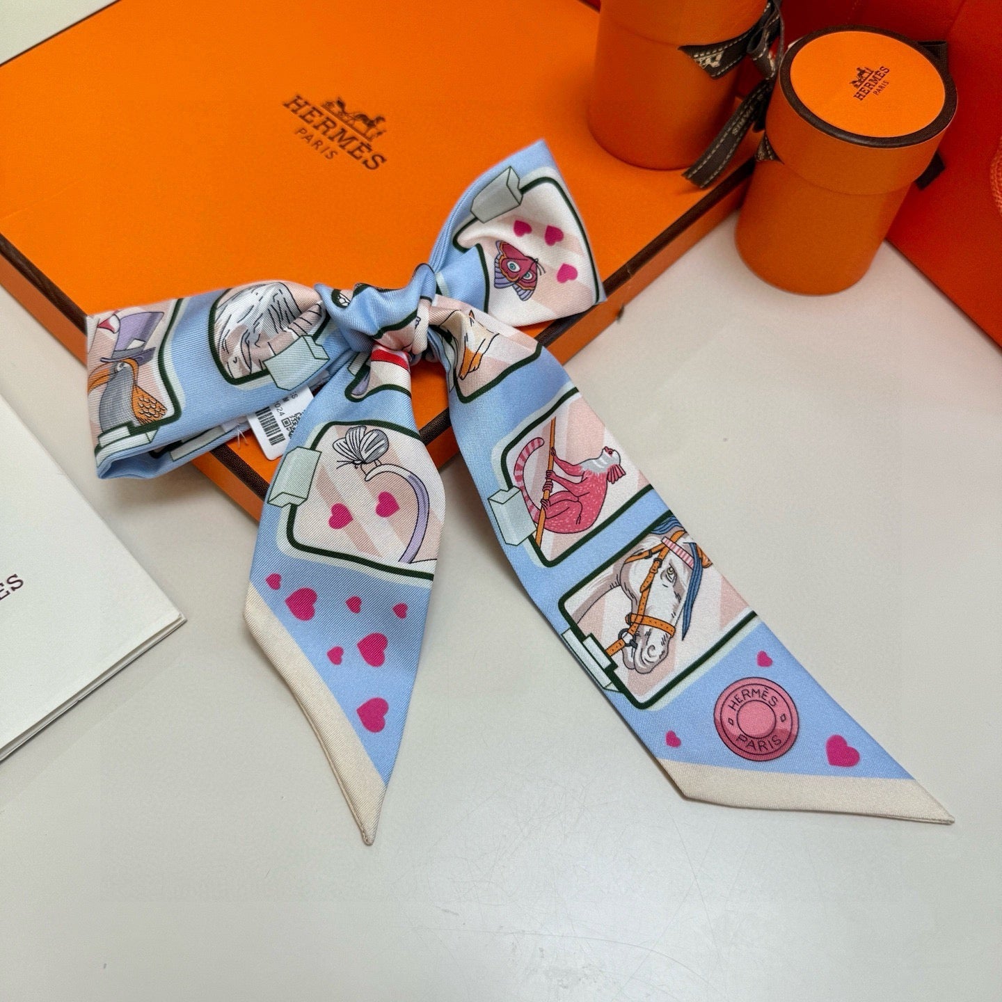 HM Twilly Mini Scarf 86CM Light Blue Mulberry Silk 957158