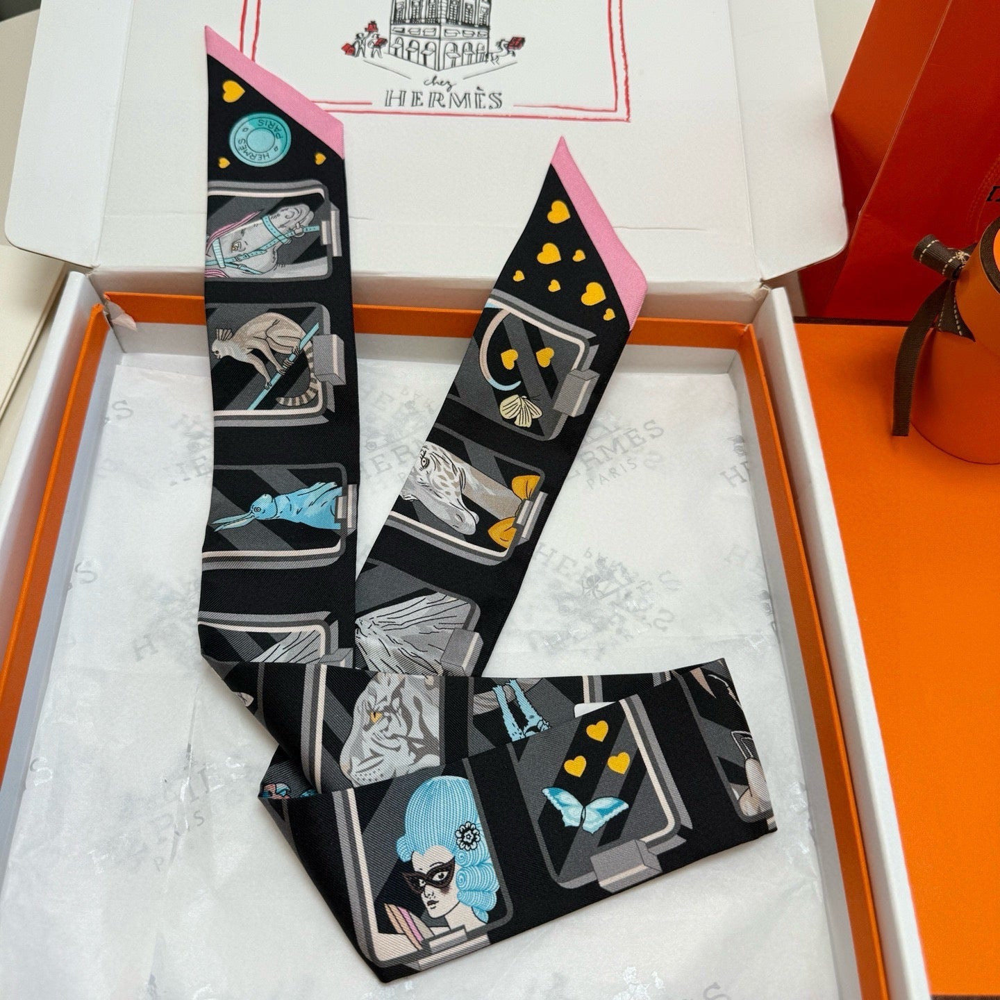 HM Twilly Mini Scarf 86CM Black Mulberry Silk 957159