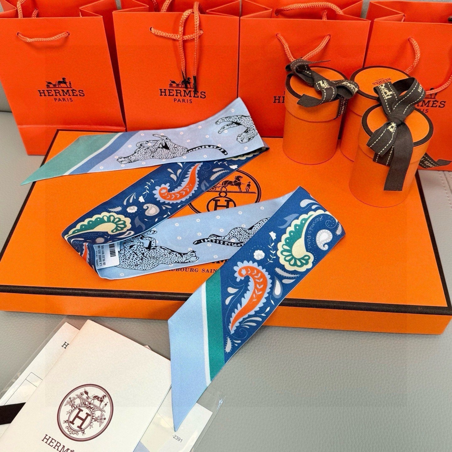 HM Twilly Mini Scarf 86CM Blue Mulberry Silk 965631