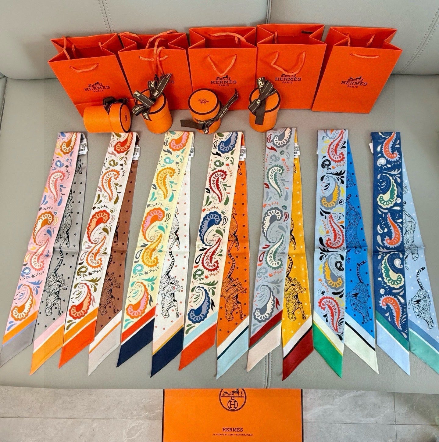 HM Twilly Mini Scarf 86CM Orange Mulberry Silk 965634