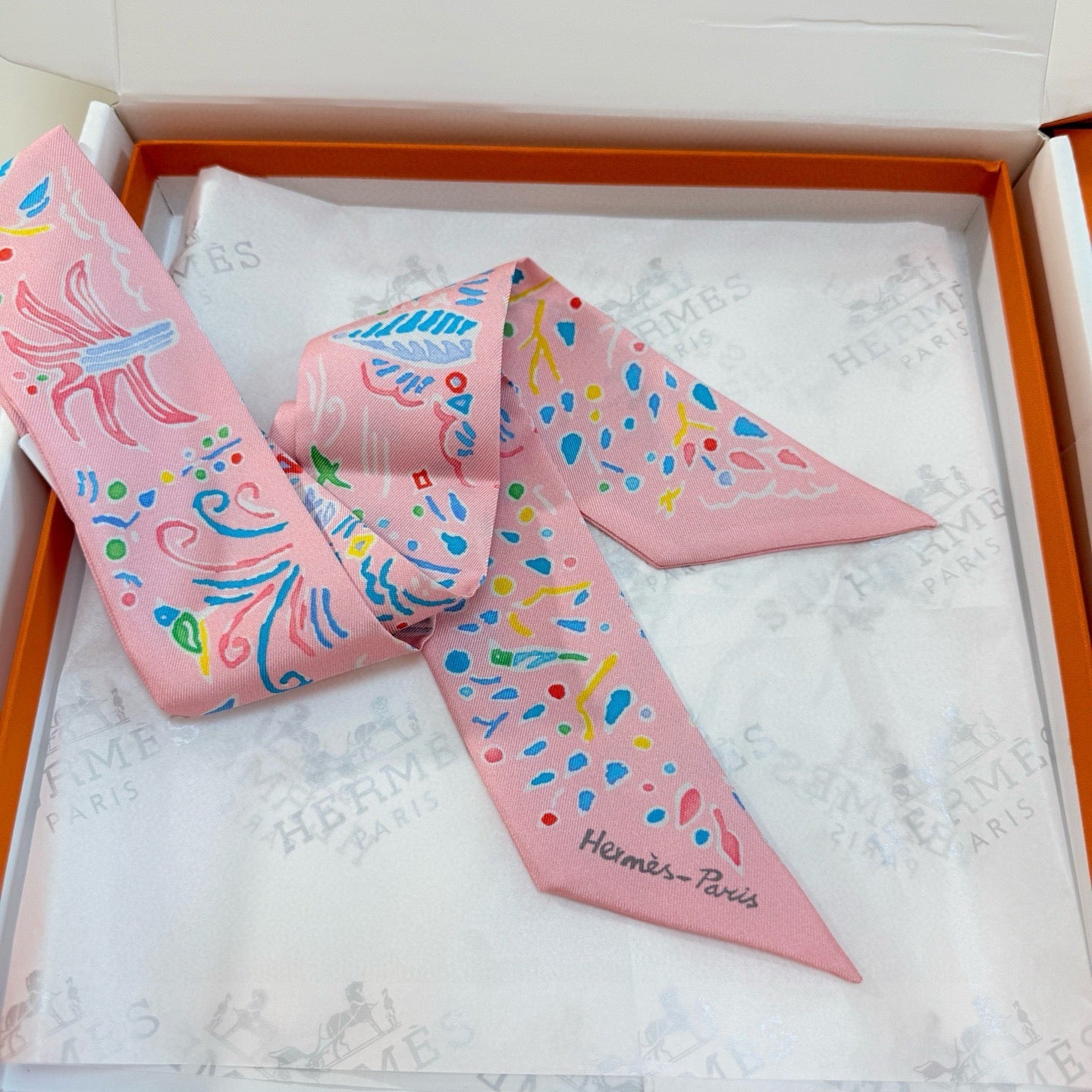 HM Twilly Mini Scarf 86CM Pink Mulberry Silk 967442