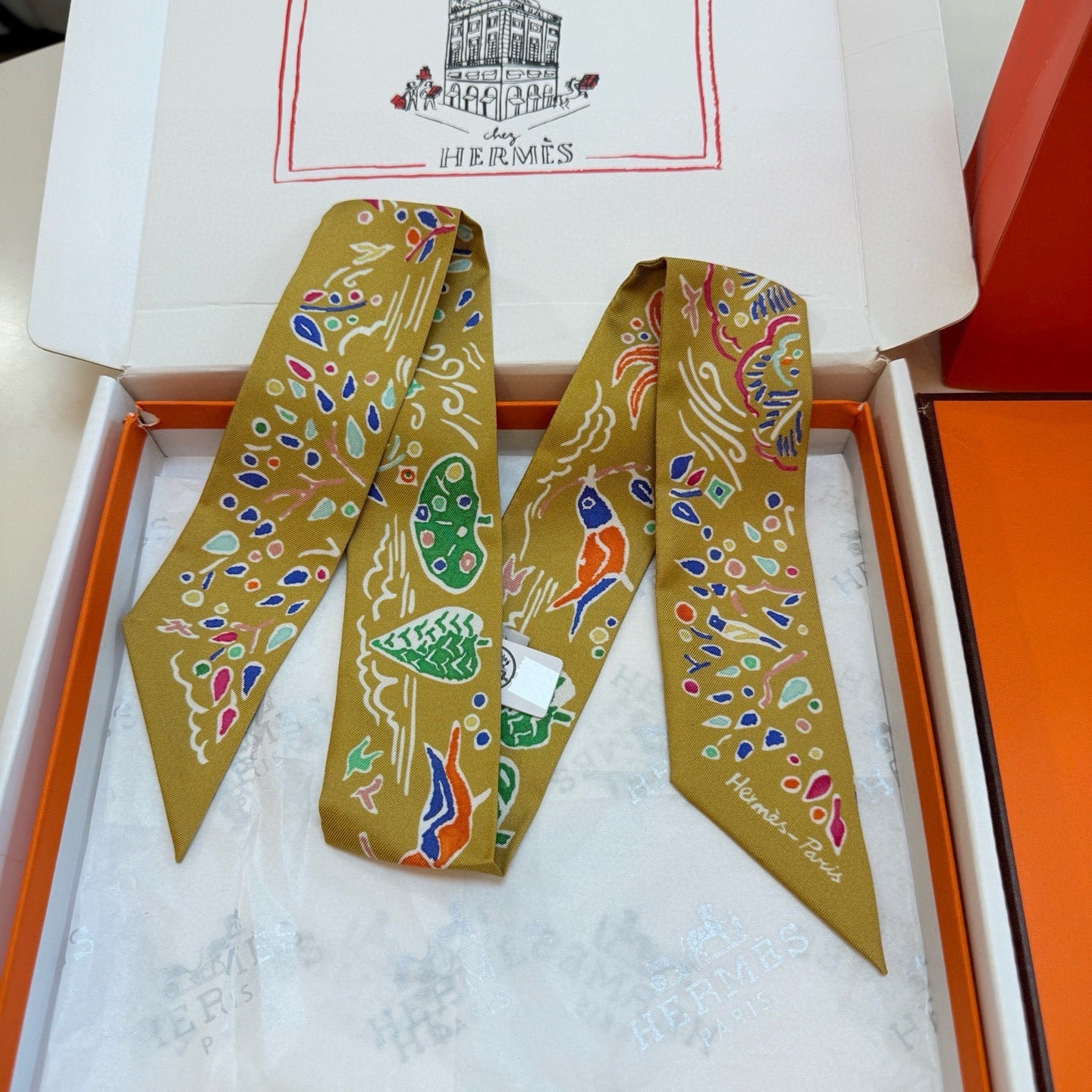 HM Twilly Mini Scarf 86CM Mustard Yellow Mulberry Silk 967443