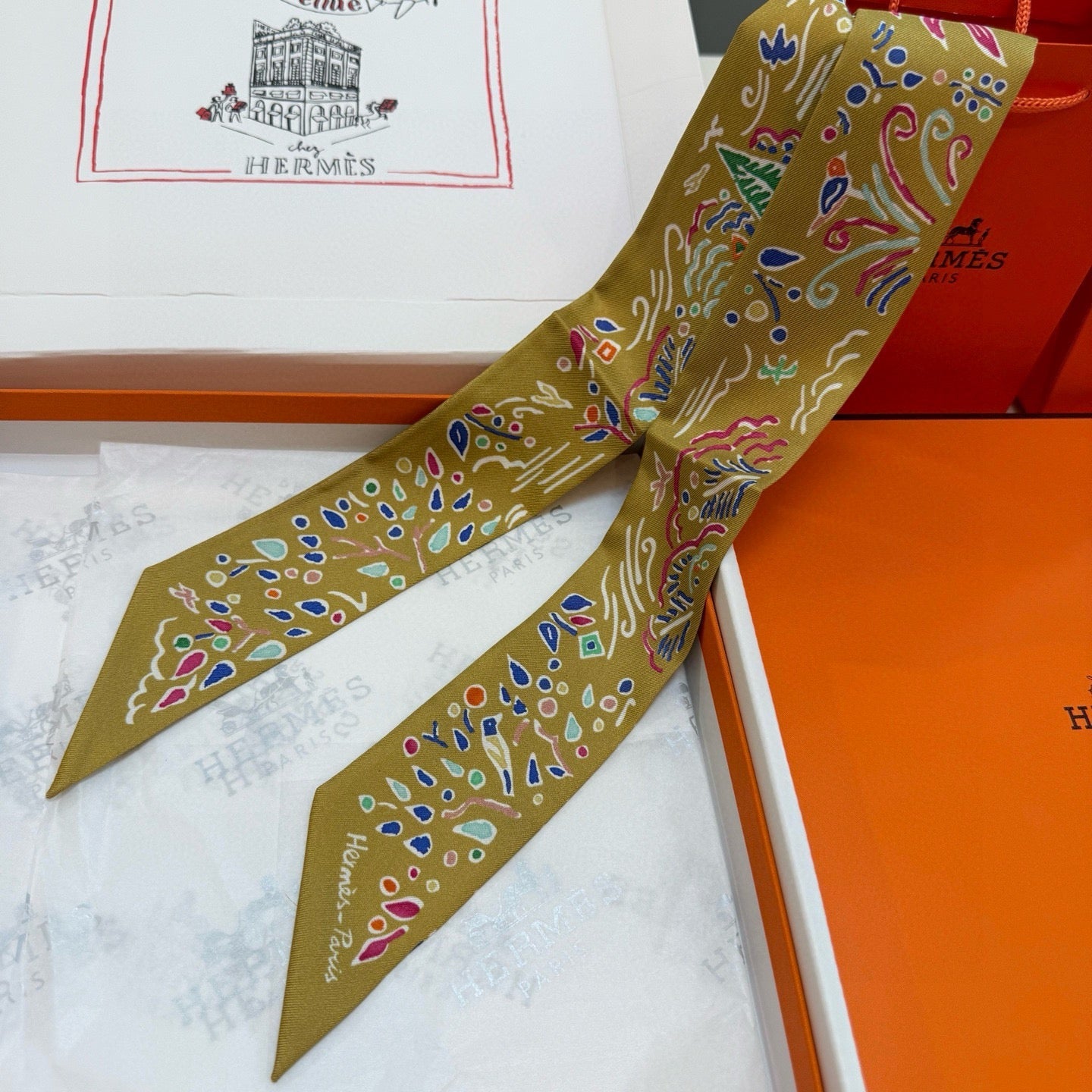 HM Twilly Mini Scarf 86CM Mustard Yellow Mulberry Silk 967443