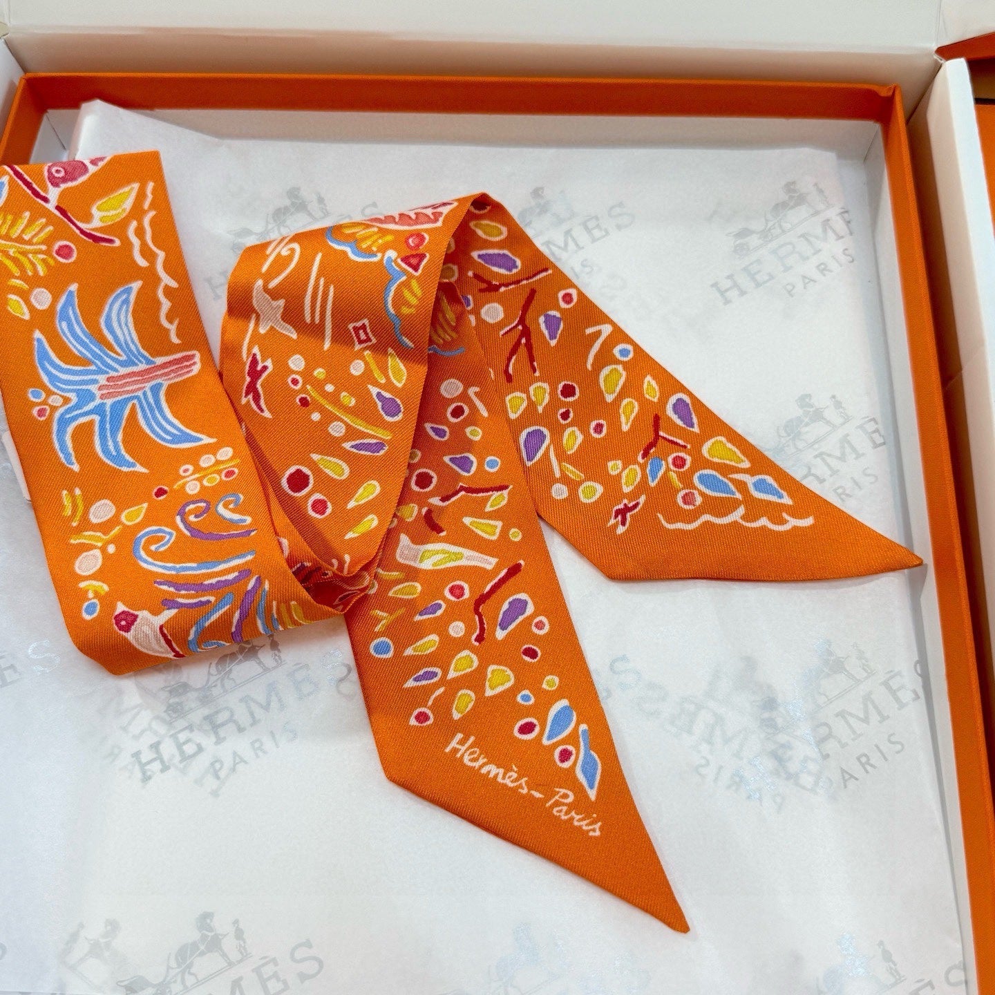 HM Twilly Mini Scarf 86CM Orange Mulberry Silk 967445