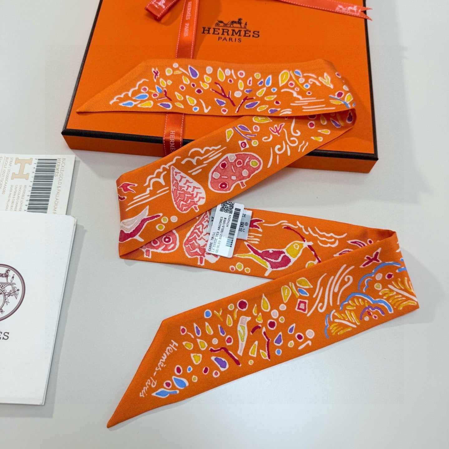 HM Twilly Mini Scarf 86CM Orange Mulberry Silk 967445