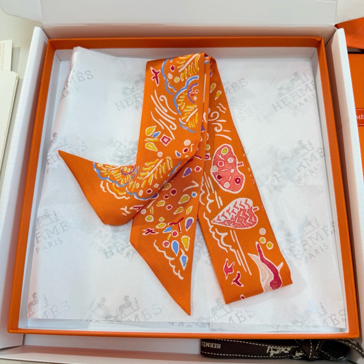 HM Twilly Mini Scarf 86CM Orange Mulberry Silk 967445