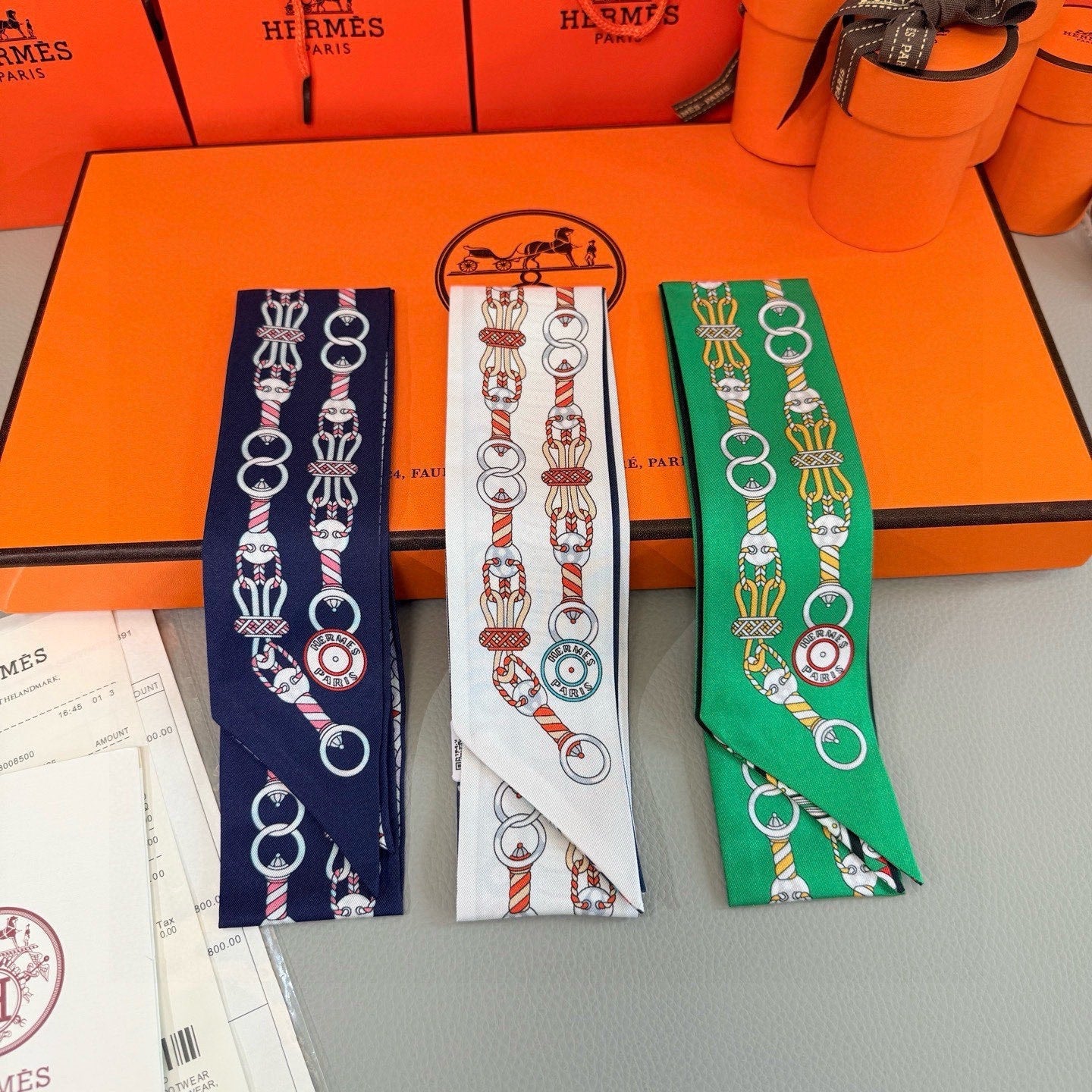 HM Twilly Mini Scarf 86CM Green Mulberry Silk 967447