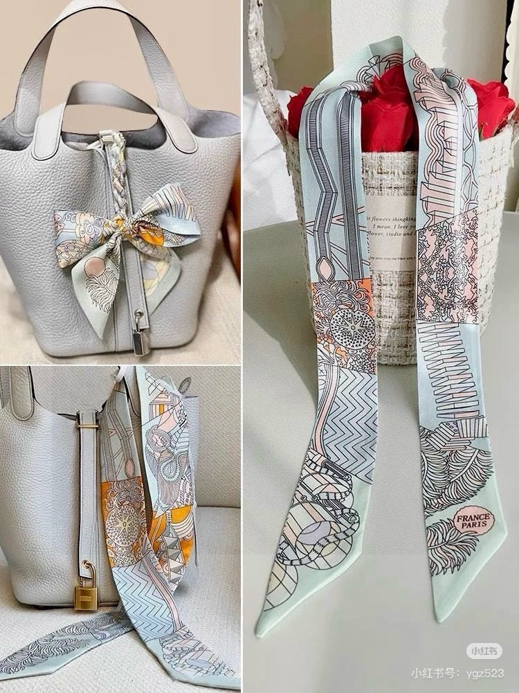 HM Twilly Mini Scarf 86CM Baby Blue Mulberry Silk 969052