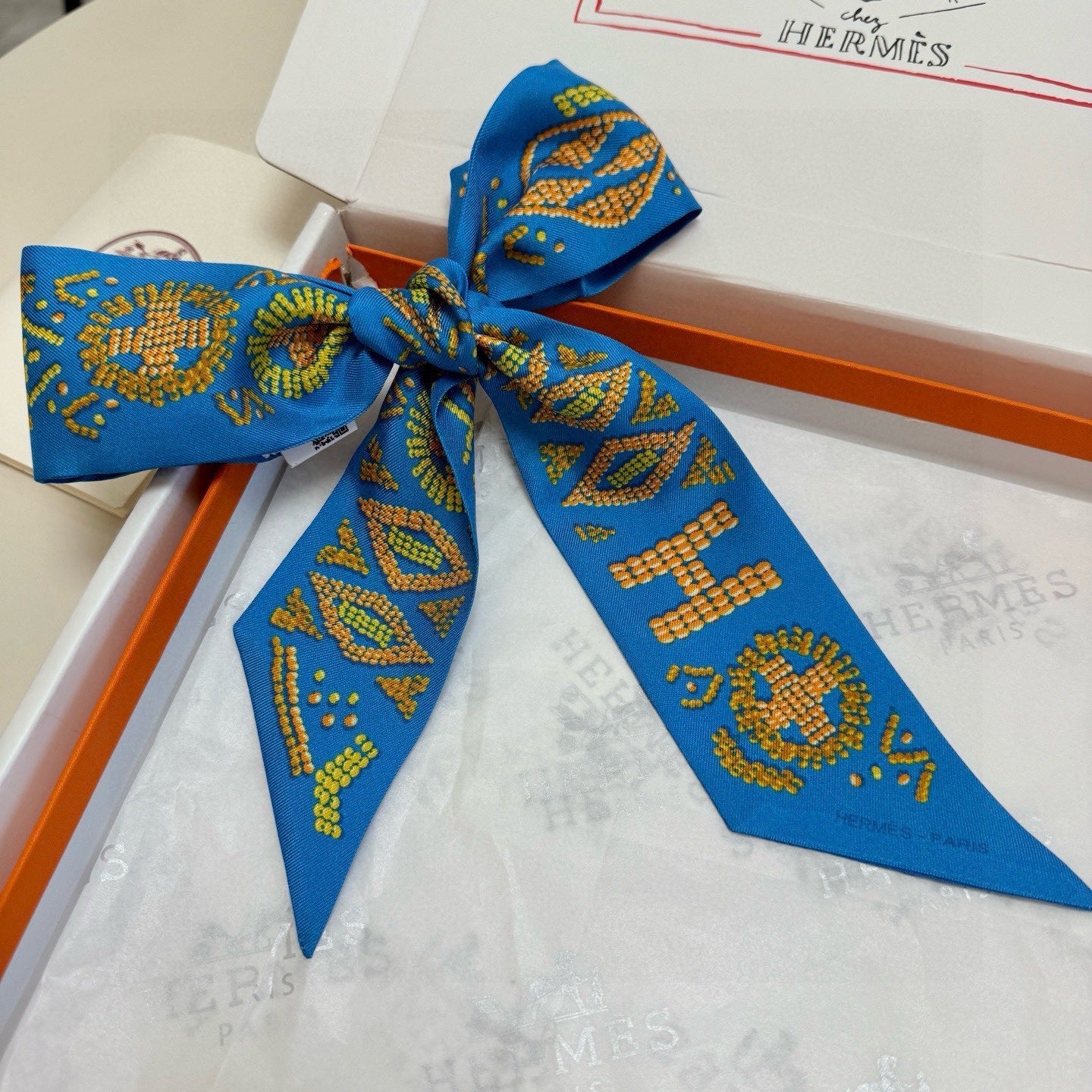 HM Twilly Mini Scarf 86CM Blue Mulberry Silk 969053