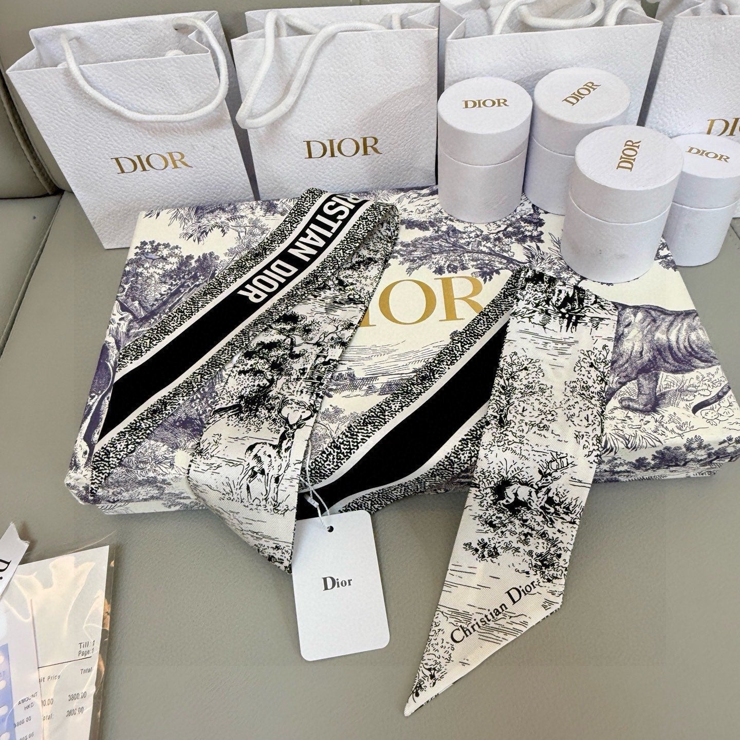 CD Twilly Mini Scarf 105cm Black  Mulberry Silk 976491