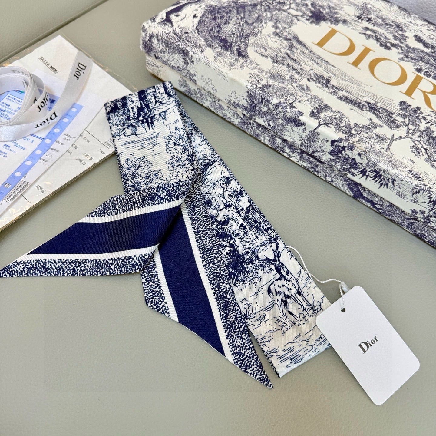 CD Twilly Mini Scarf 105cm Dark Blue Mulberry Silk 976493