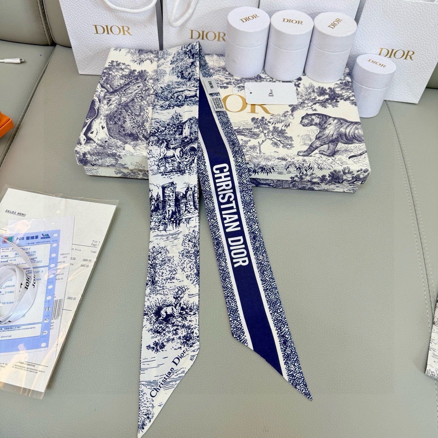 CD Twilly Mini Scarf 105cm Dark Blue Mulberry Silk 976493