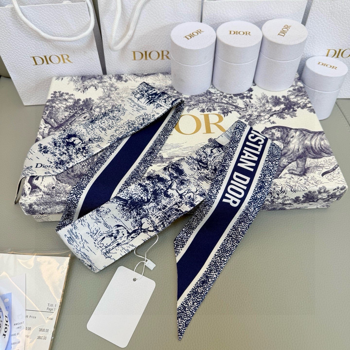 CD Twilly Mini Scarf 105cm Dark Blue Mulberry Silk 976493