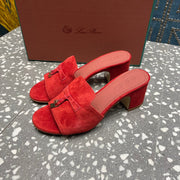 Summer Charms Mules 80 Red Suede Salmon Lambskin
