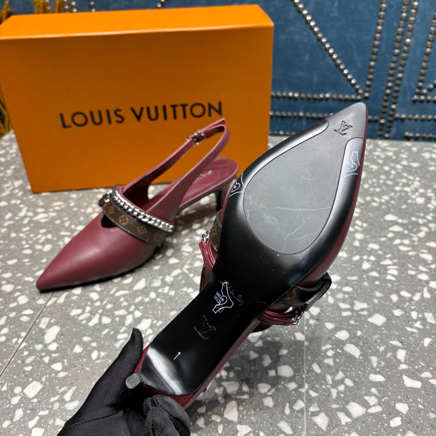 LV 26ss Slingback 45 Burgundy Cowhide 628433