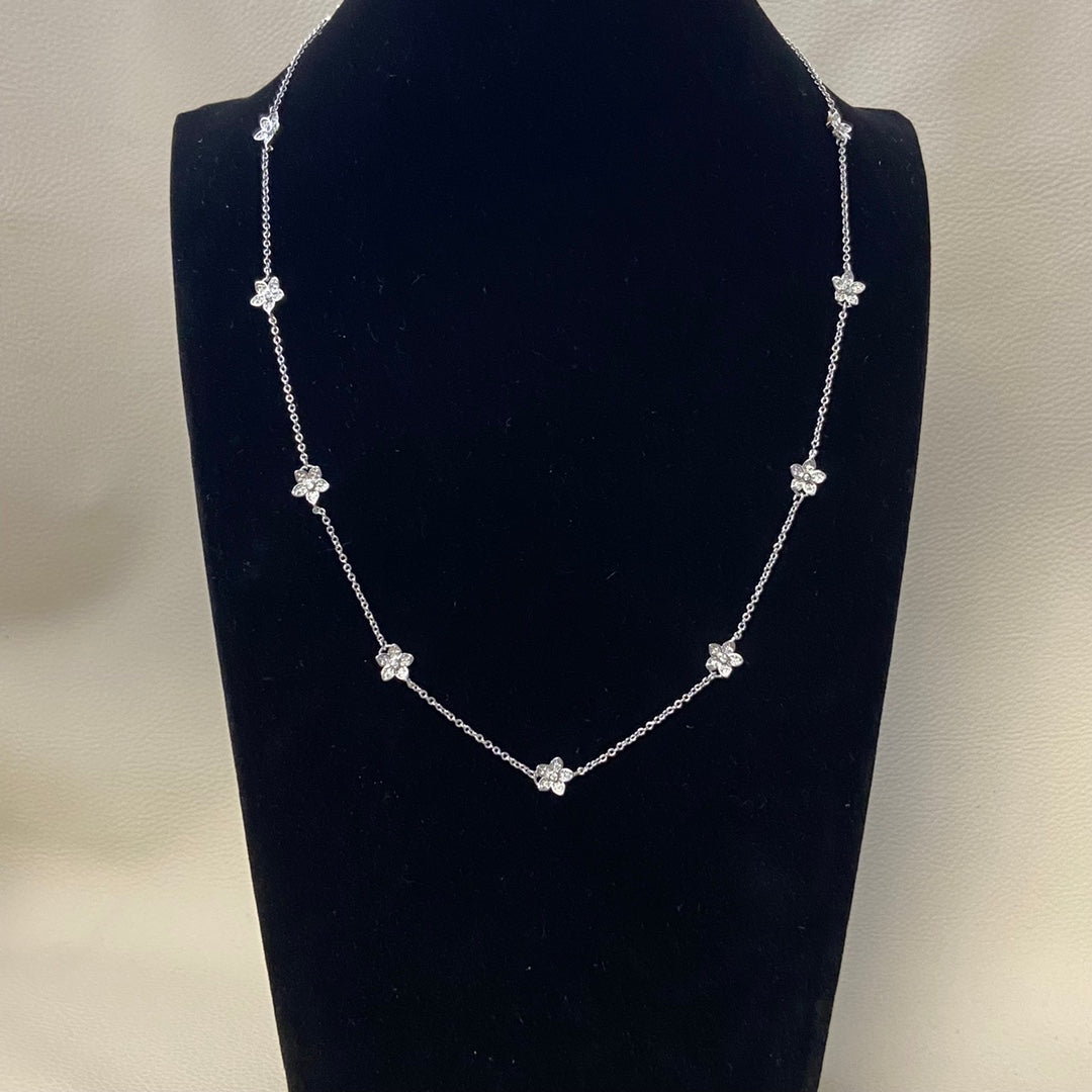 Graff New Full Diamond 11-Petal Sliver Necklace