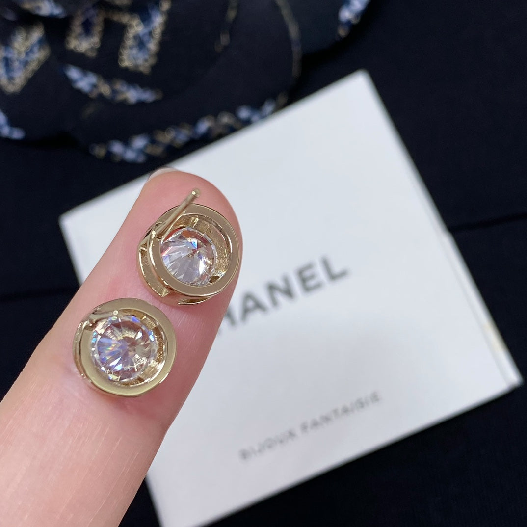 CC Little Gold Diamond Rhinestone Earrings