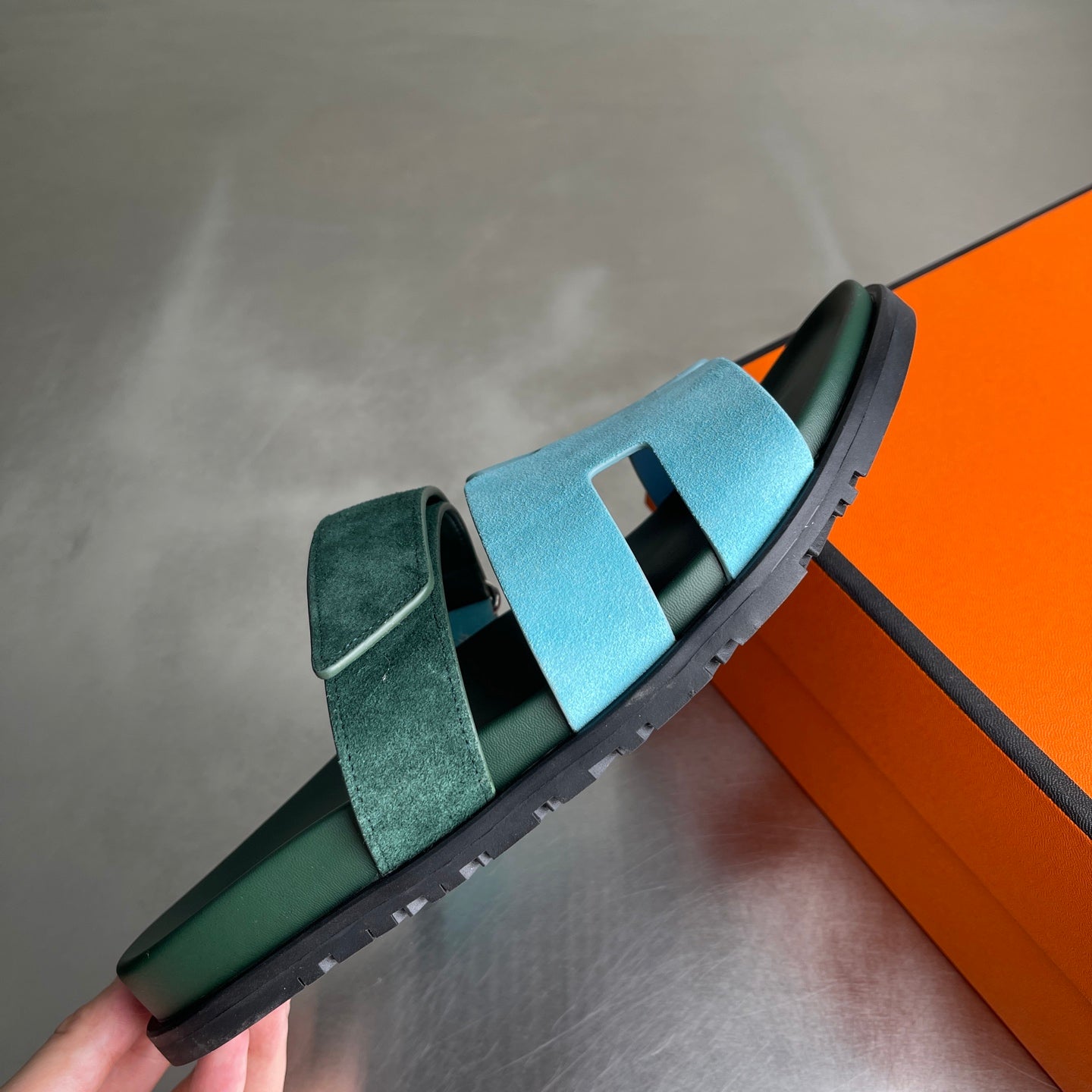 HM Men's Chypre Sandals Blue Green Suede 741432