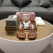 Jimmy 25 Azie Colorblock Sandal 11CM Brown Calfskin 240110